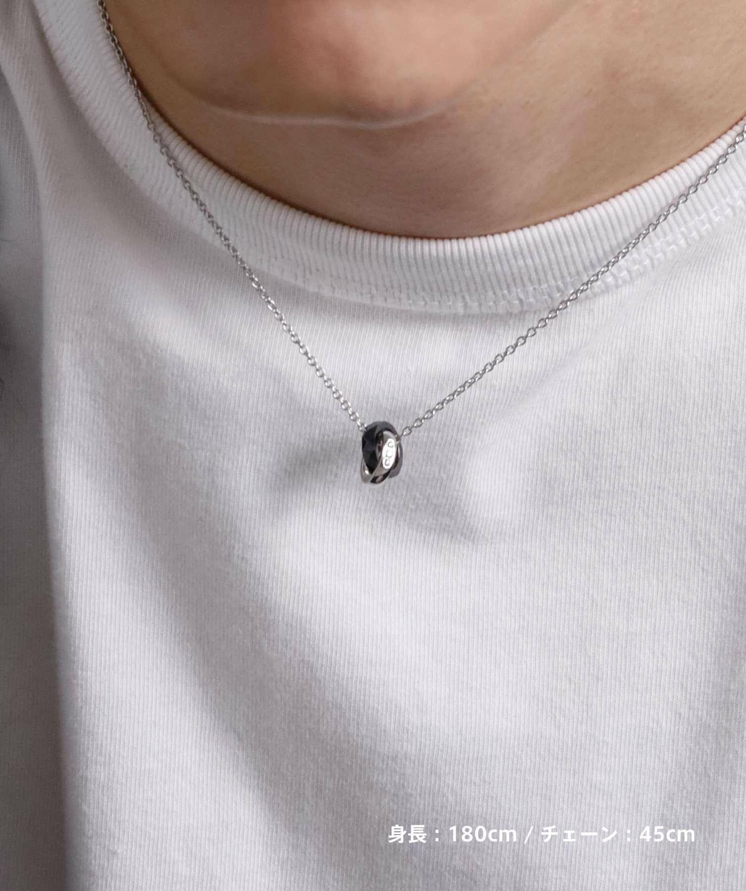 限定展開】“LH-1”スタッドダブルリングネックレス（ブラック