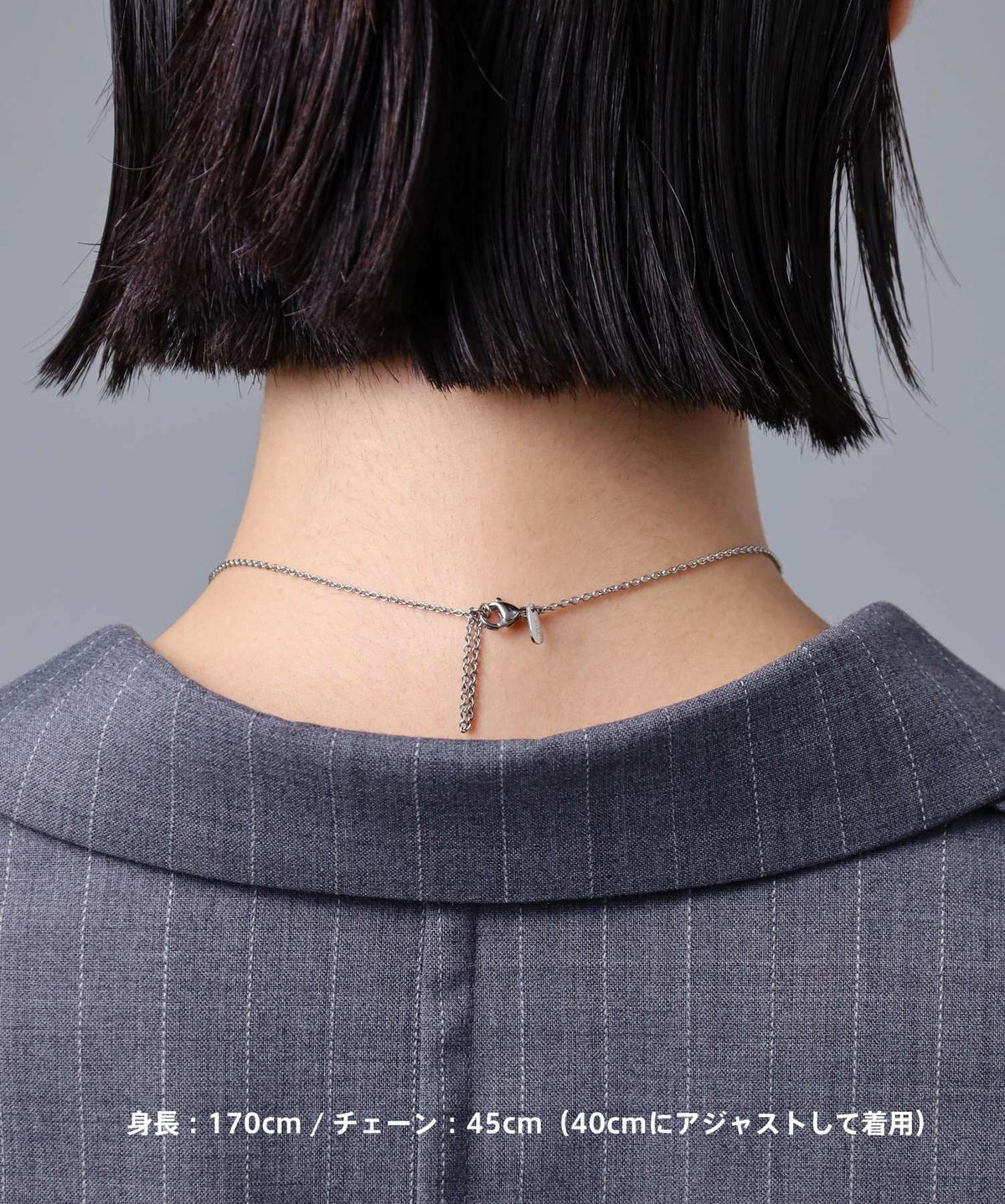 スタッドダブルリングネックレス/ブラック/ジルコニア/サージカルステンレス316L（金属アレルギー対応）