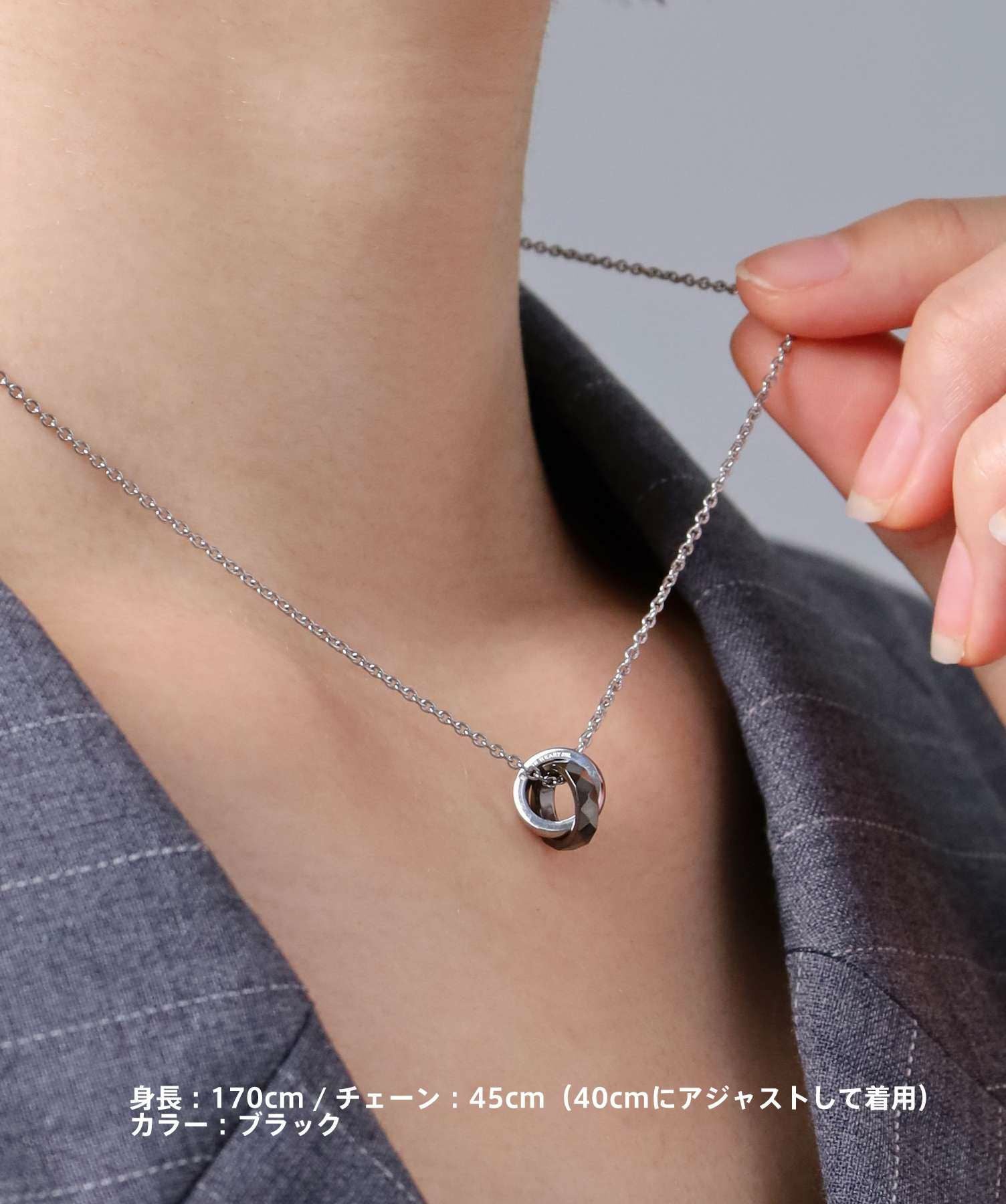 限定展開】“LH-1”スタッドダブルリングネックレス/サージカル