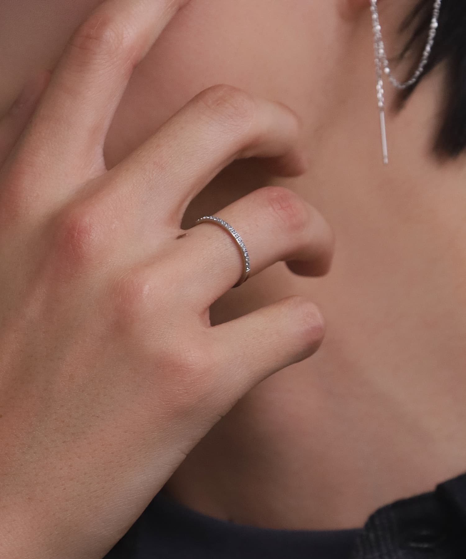 ハーフエタニティリング/ジルコニア/シルバー/サージカルステンレス