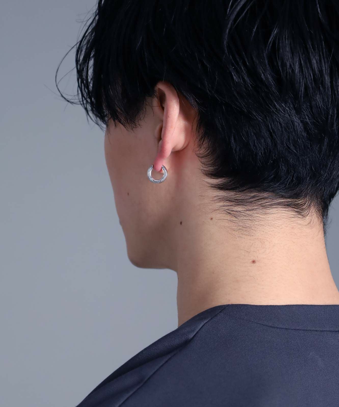 クラッチピアス/サイドストーン/クリアジルコニア/シルバー925