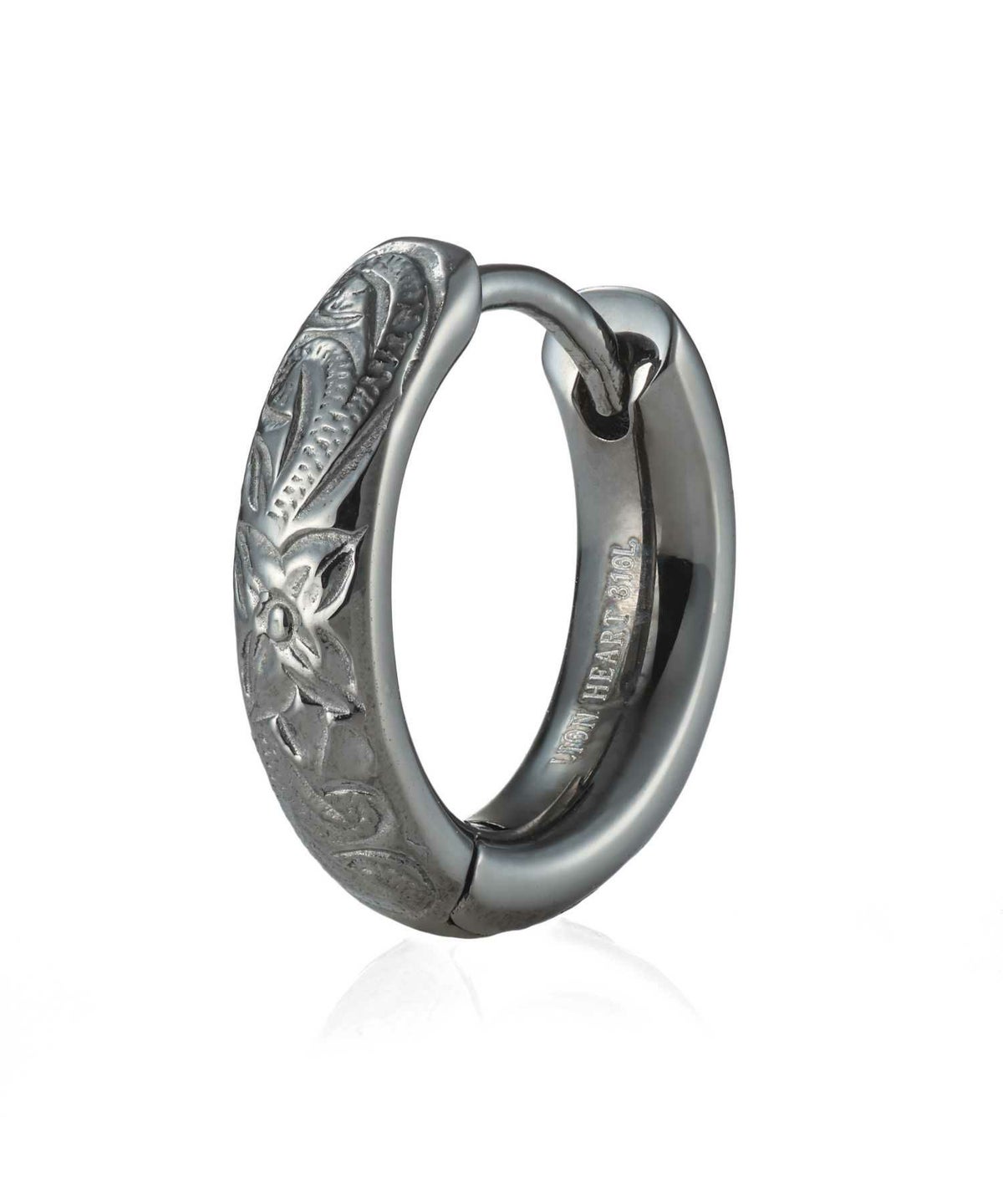 【WEB限定】ハワイアンフープピアス/甲丸/ライトブラック/サージカルステンレス316L（金属アレルギー対応）