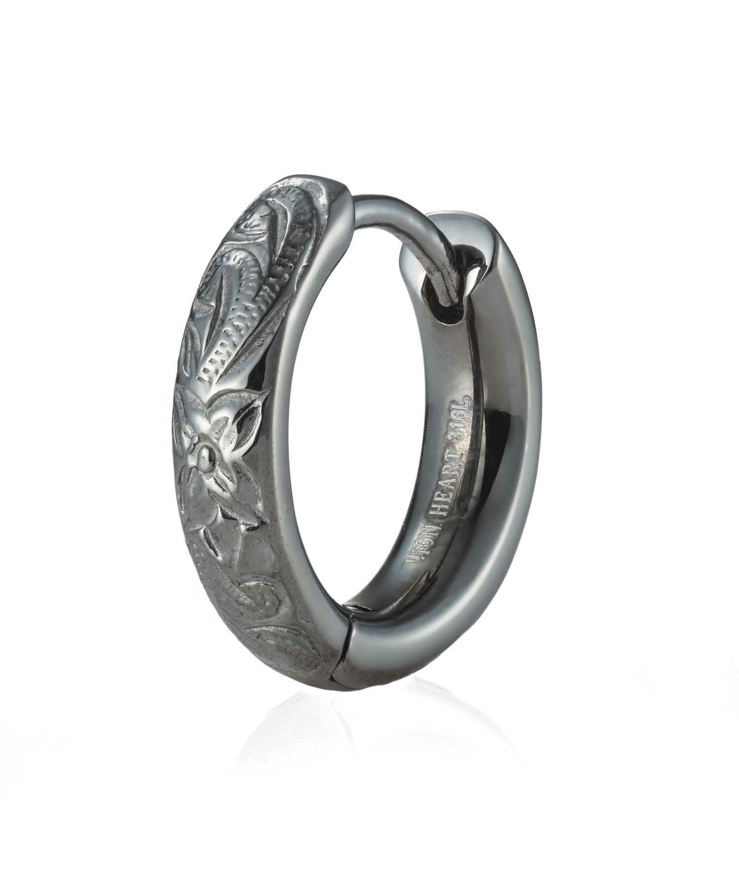 【WEB限定】ハワイアンフープピアス/甲丸/ライトブラック/サージカルステンレス316L（金属アレルギー対応）