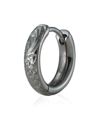 【WEB限定】ハワイアンフープピアス/甲丸/ライトブラック/サージカルステンレス316L（金属アレルギー対応）
