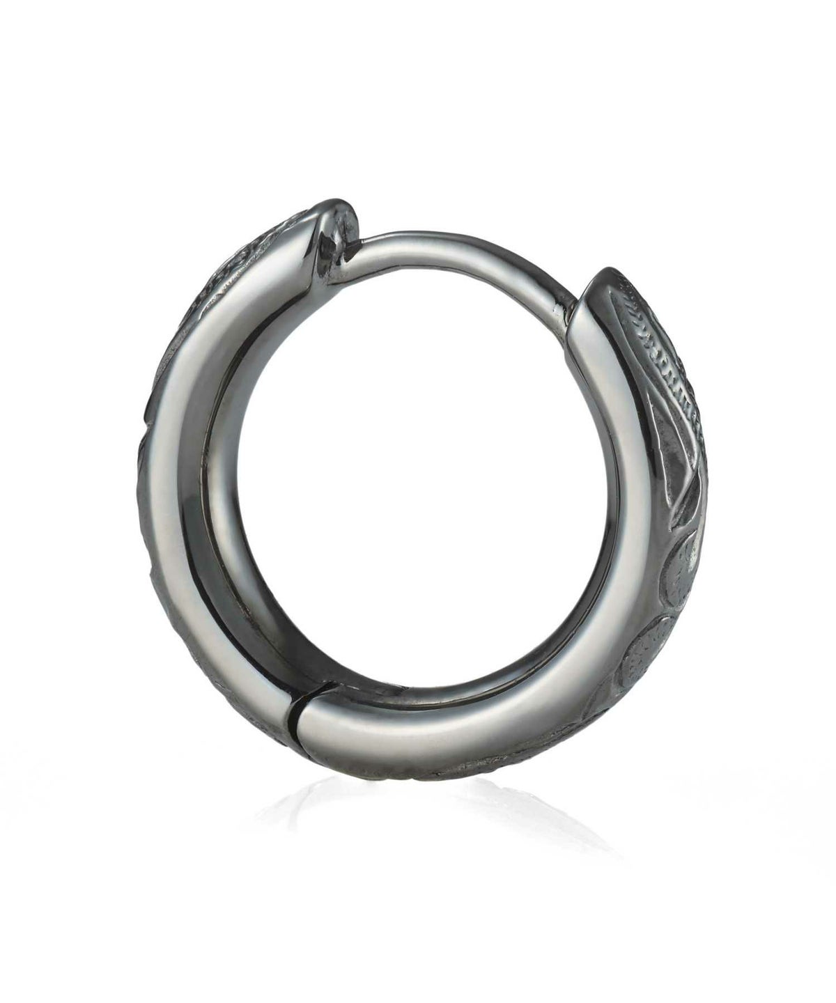 【WEB限定】ハワイアンフープピアス/甲丸/ライトブラック/サージカルステンレス316L（金属アレルギー対応）