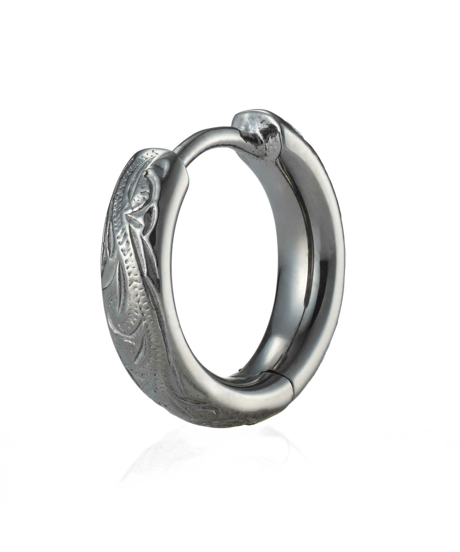 【WEB限定】ハワイアンフープピアス/甲丸/ライトブラック/サージカルステンレス316L（金属アレルギー対応）