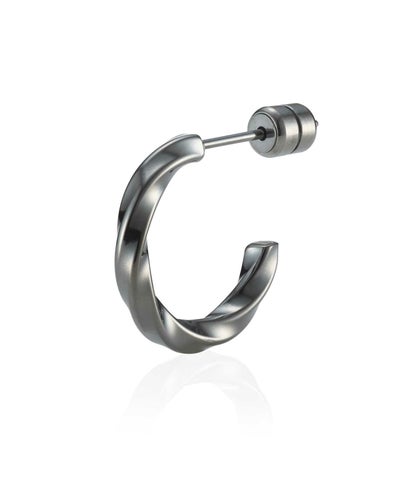 【WEB限定】ツイストフープピアス/ライトブラック/サージカルステンレス316L（金属アレルギー対応）