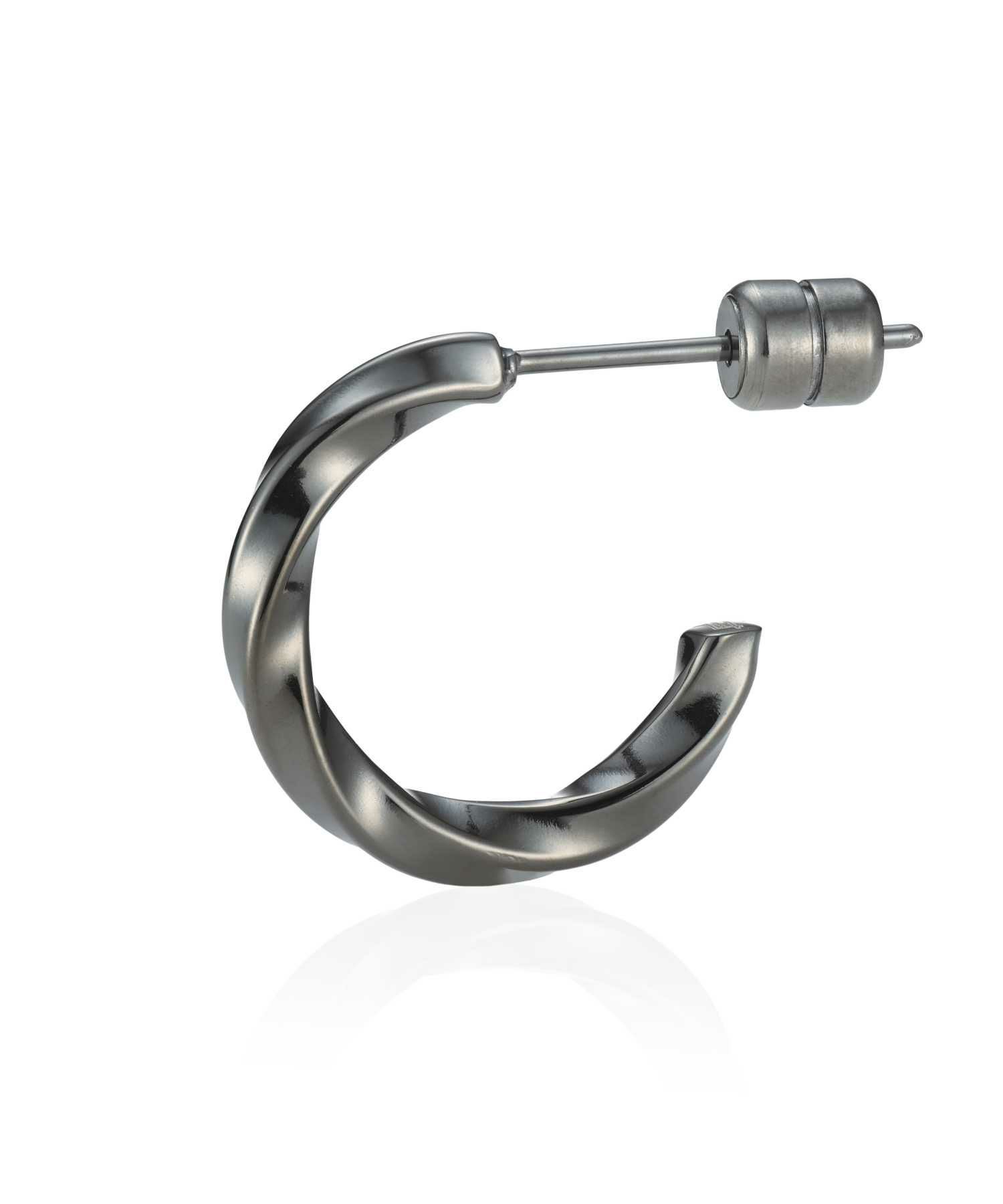 【WEB限定】ツイストフープピアス/ライトブラック/サージカルステンレス316L（金属アレルギー対応）