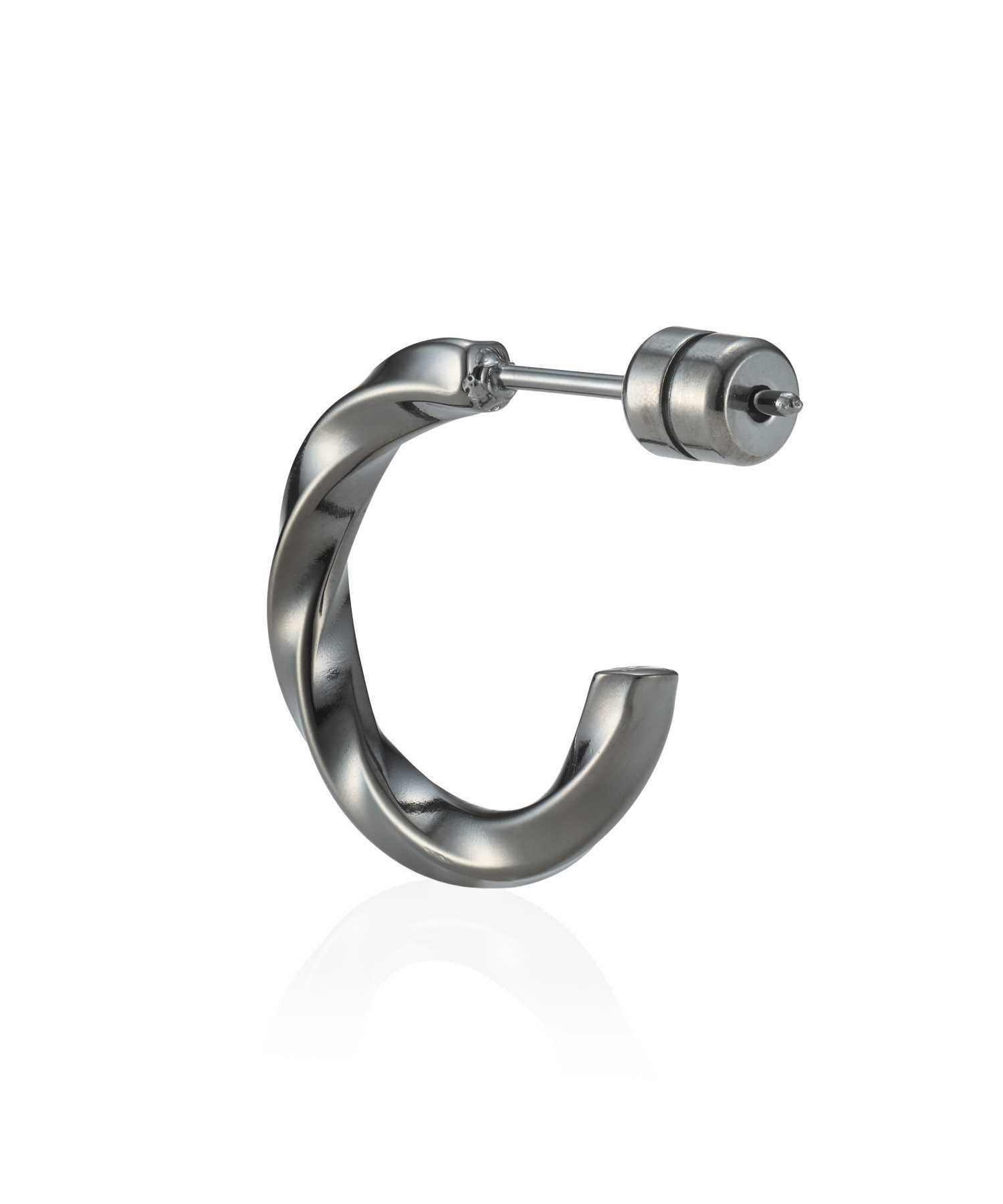 【WEB限定】ツイストフープピアス/ライトブラック/サージカルステンレス316L（金属アレルギー対応）