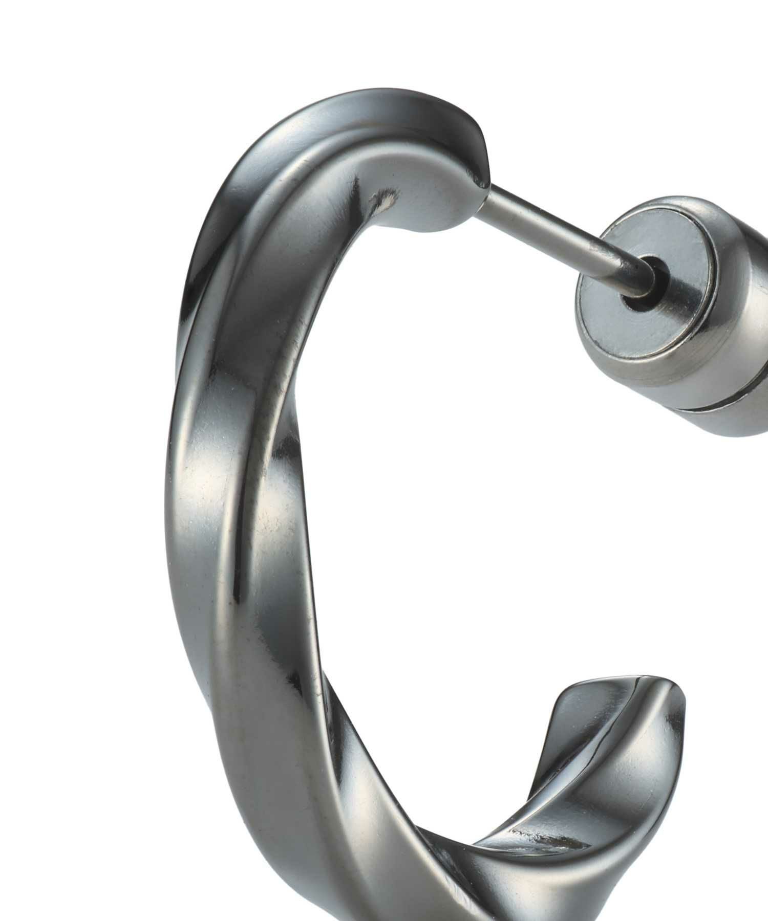 【WEB限定】ツイストフープピアス/ライトブラック/サージカルステンレス316L（金属アレルギー対応）