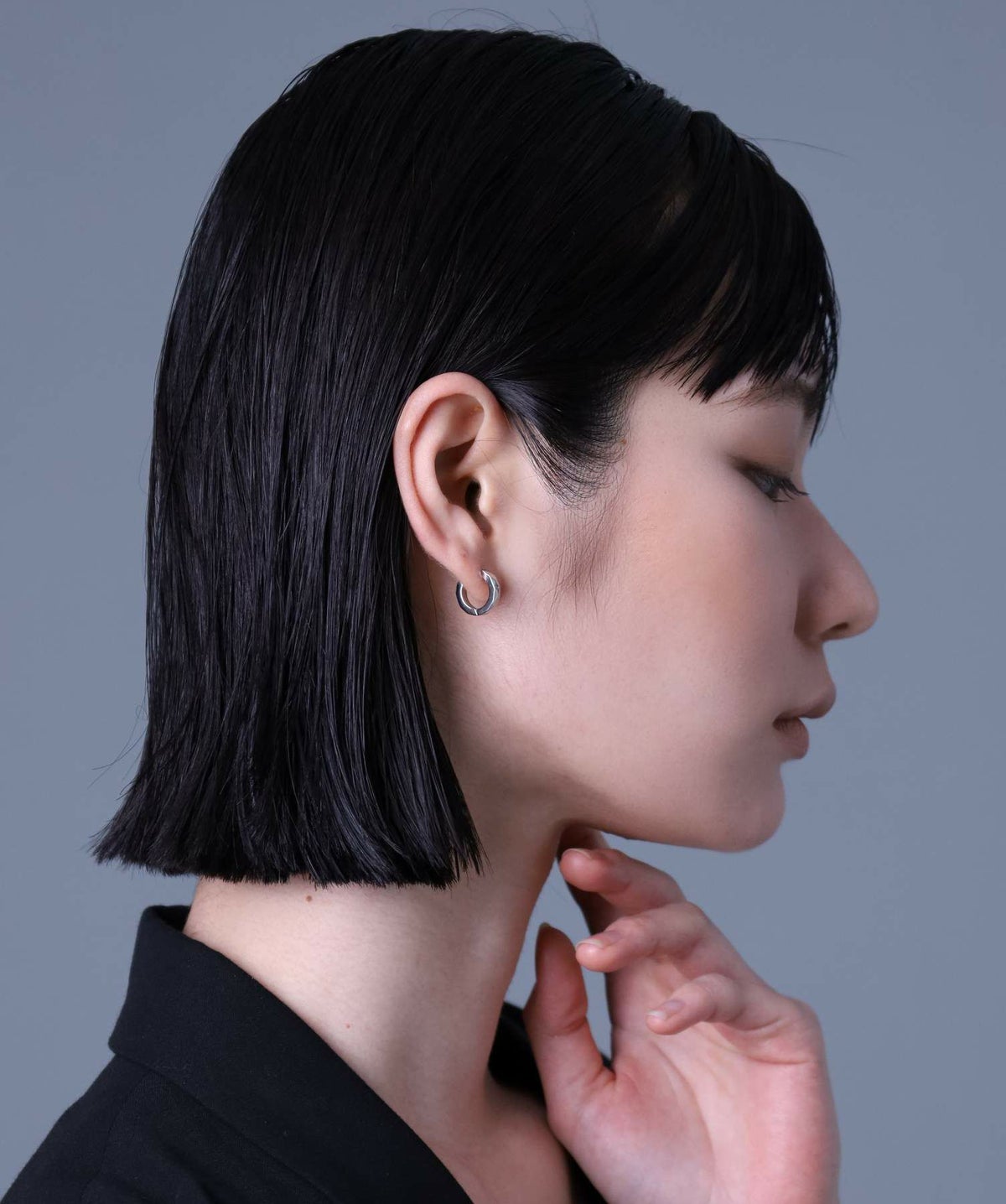 【WEB限定】カッティングフープピアス/ダイヤモンド/シルバー/サージカルステンレス316L（金属アレルギー対応）