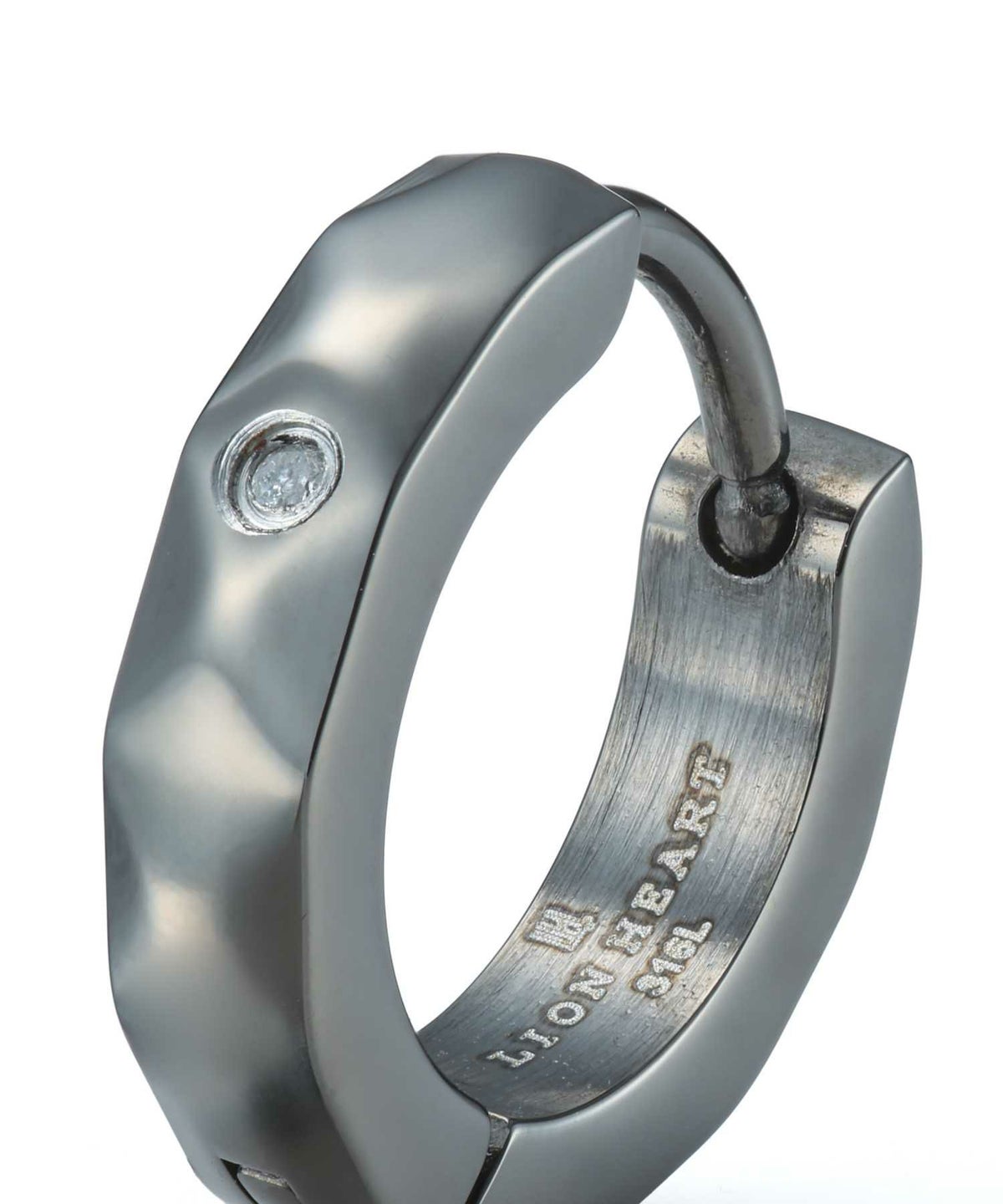 【WEB限定】カッティングフープピアス/ダイヤモンド/ライトブラック/サージカルステンレス316L（金属アレルギー対応）