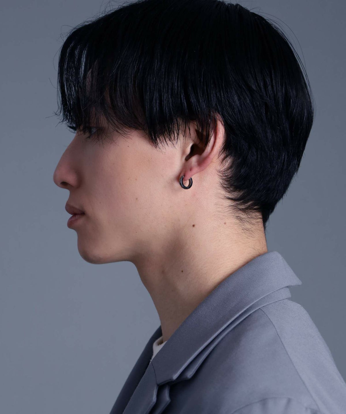 【WEB限定】カッティングフープピアス/ダイヤモンド/ライトブラック/サージカルステンレス316L（金属アレルギー対応）