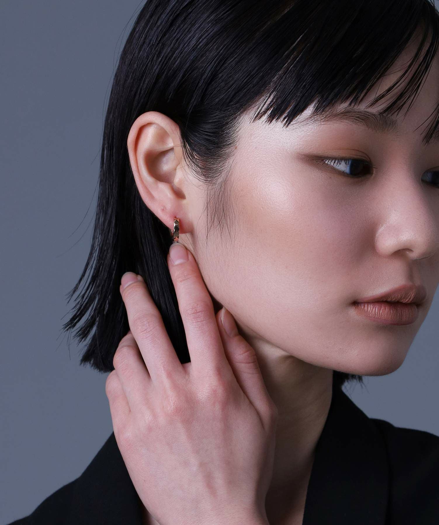 【WEB限定】カッティングフープピアス/ピンクゴールド/サージカルステンレス316L（金属アレルギー対応）