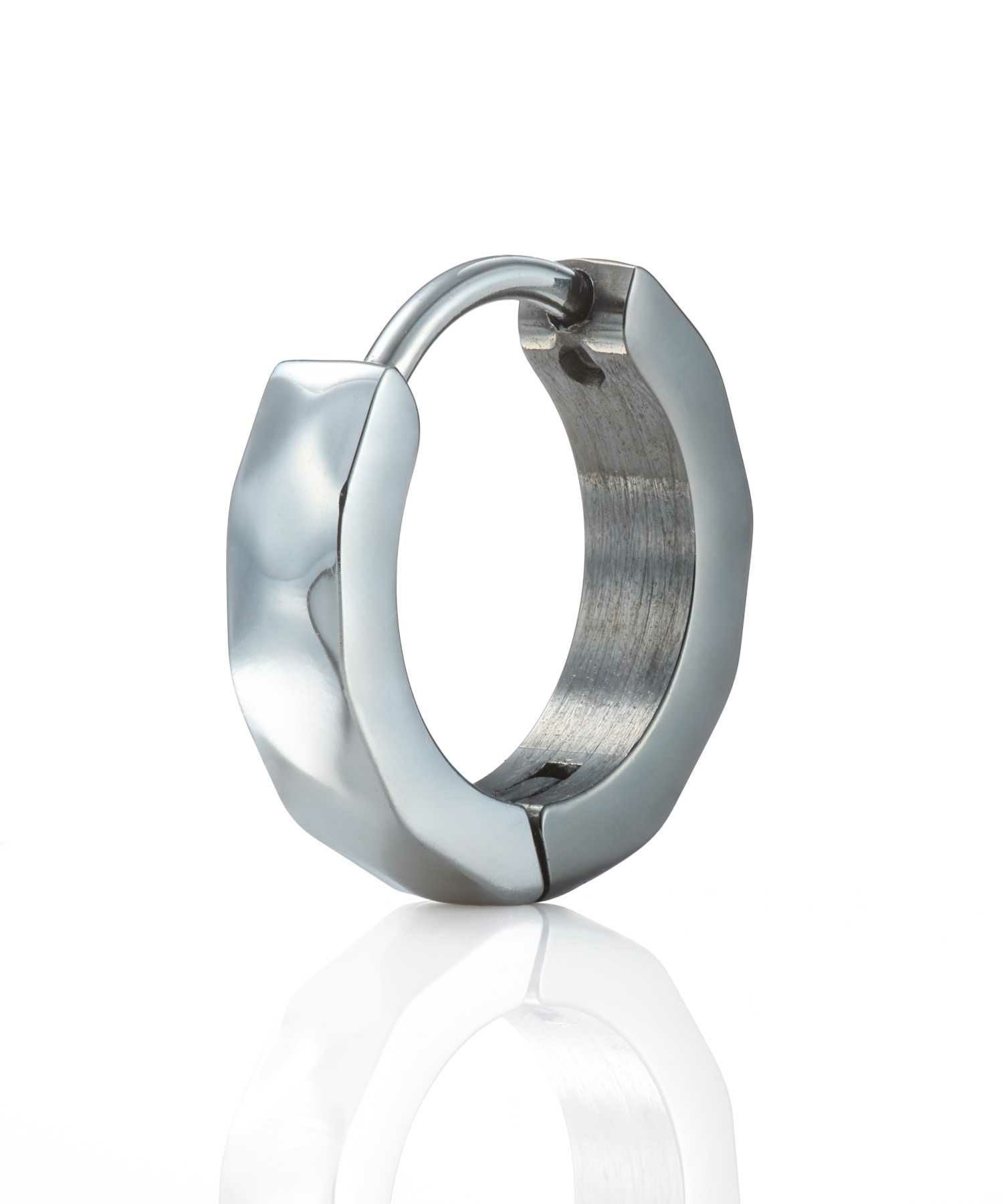 【WEB限定】カッティングフープピアス/ライトブラック×シルバー（ミックスカラー）/サージカルステンレス316L（金属アレルギー対応）