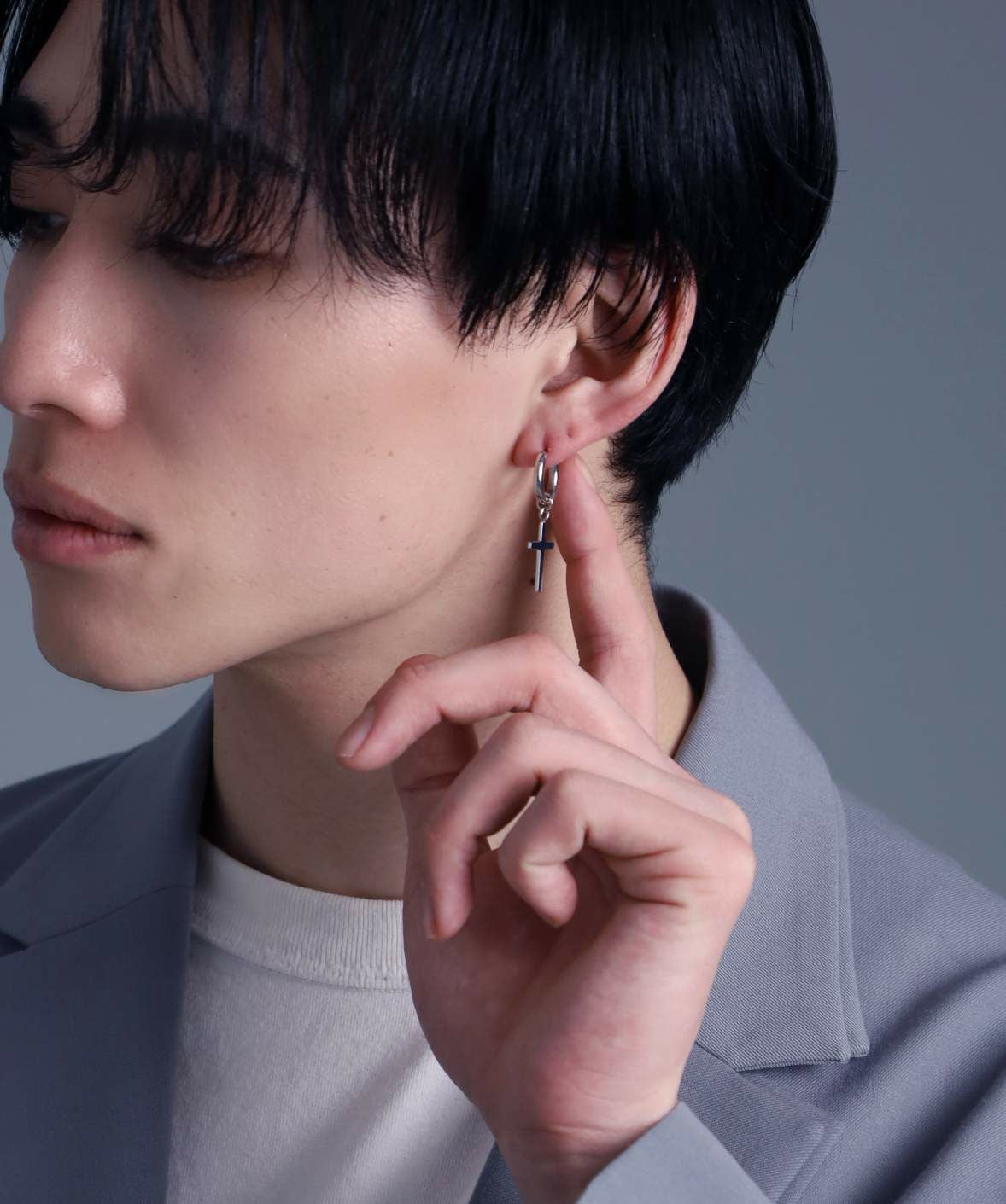 限定展開】“LH-1”ドロップフープピアス（クロス）/サージカル