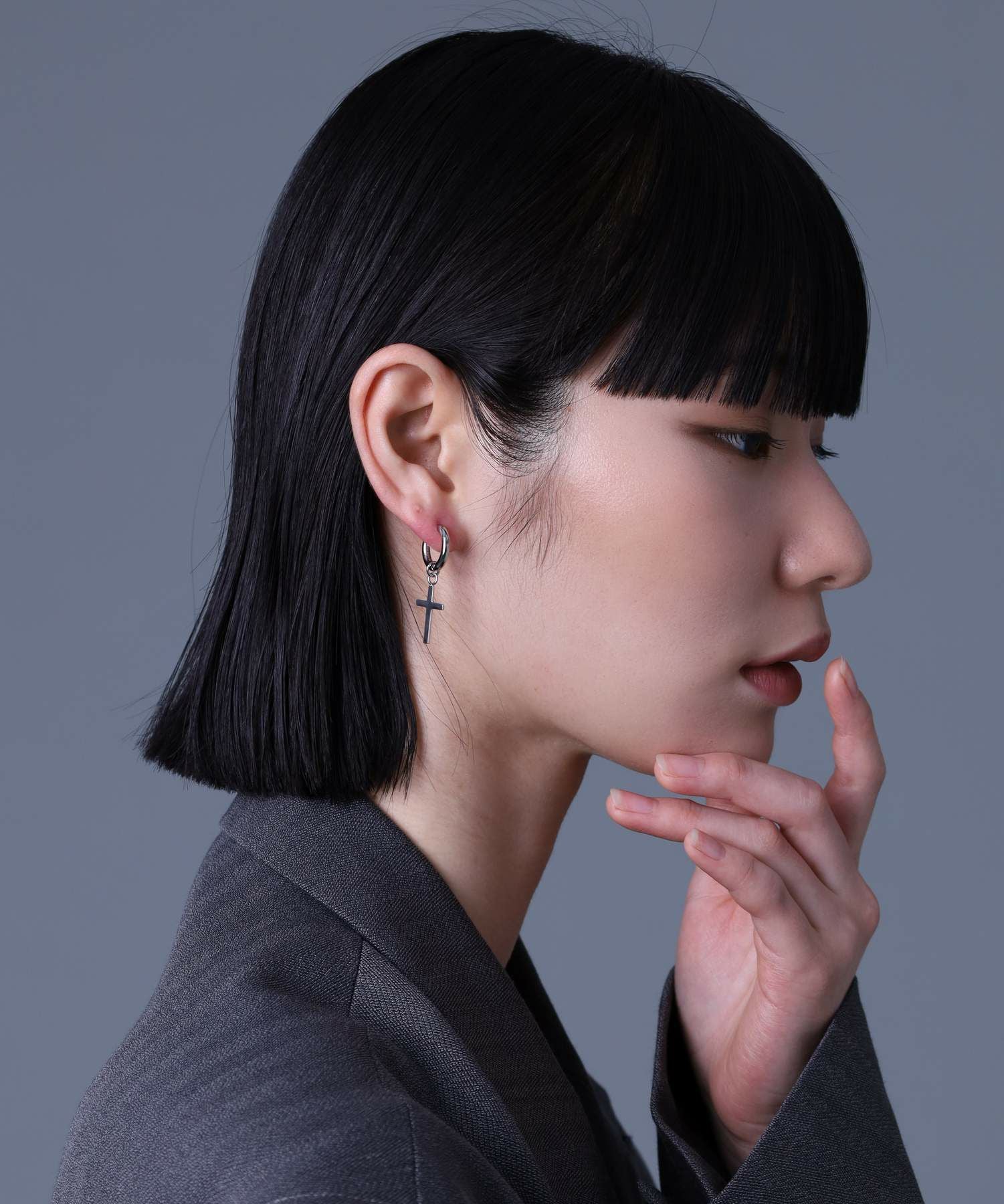 限定展開】“LH-1”ドロップフープピアス（クロス）/サージカル