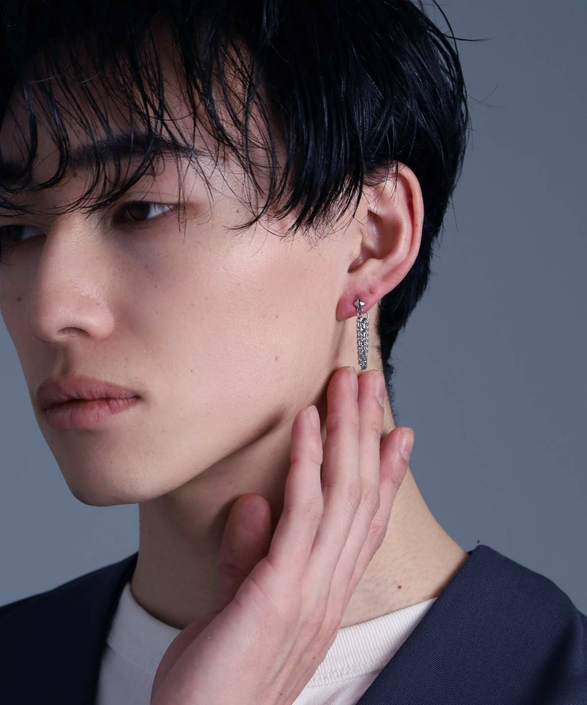 限定展開】“LH-1”チェーンドロップスタッズピアス/サージカル