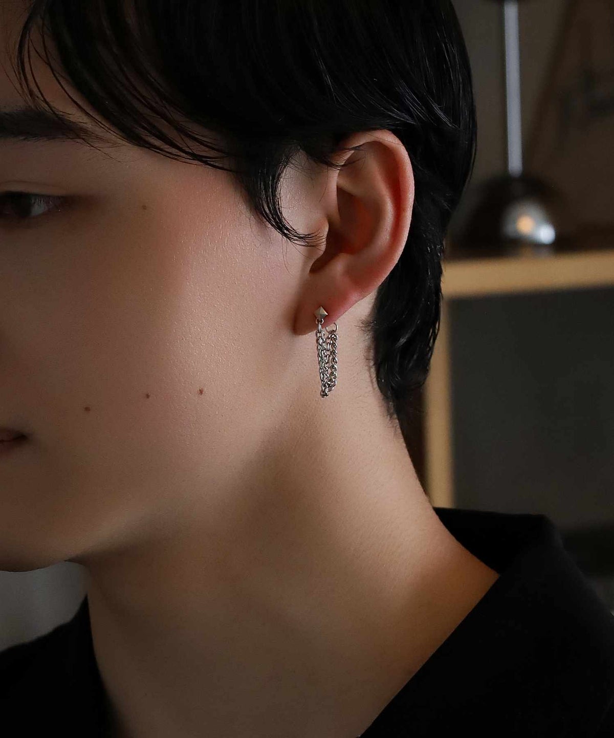 【WEB限定】チェーンドロップスタッズピアス/サージカルステンレス316L