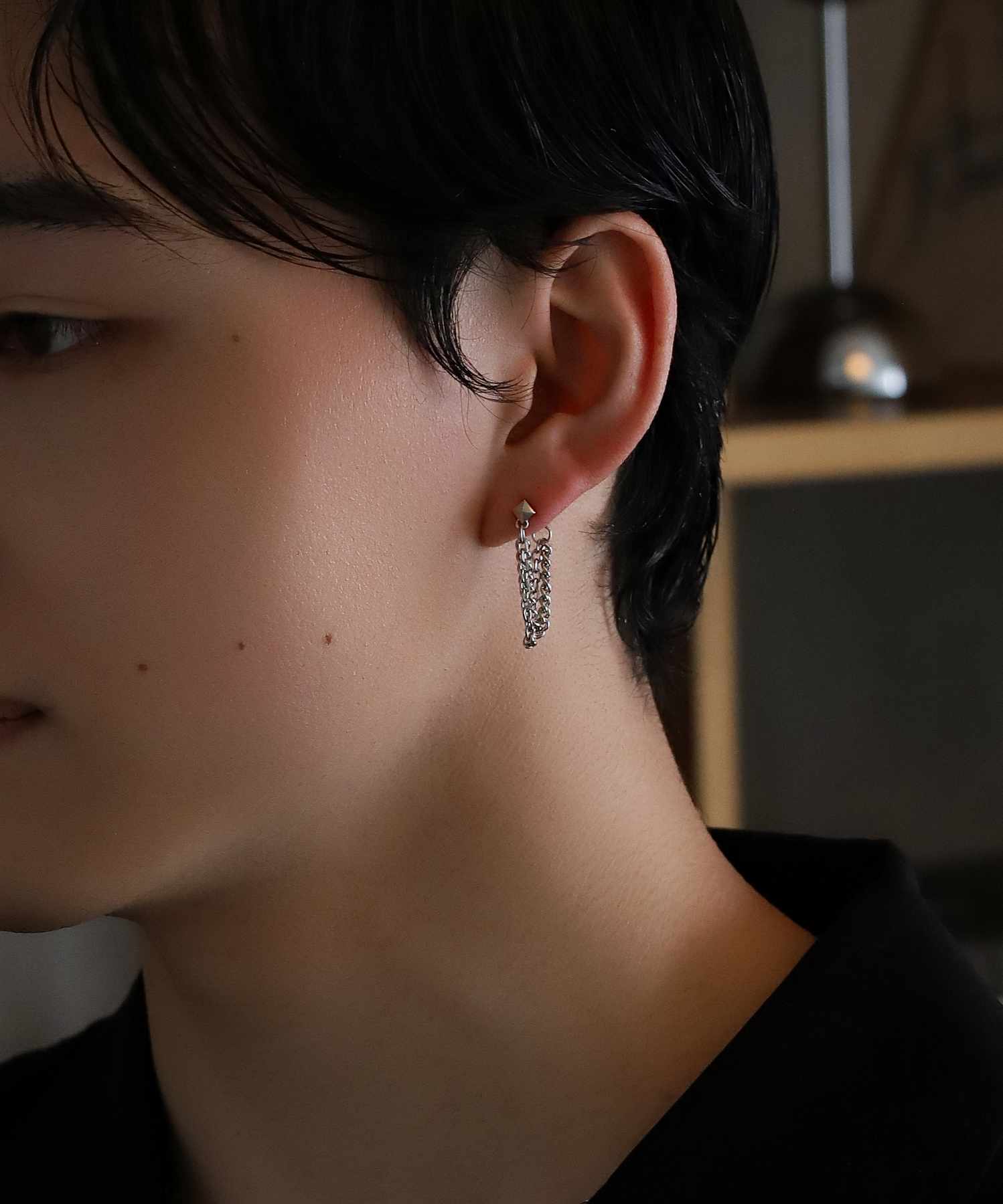 【WEB限定】チェーンドロップスタッズピアス/サージカルステンレス316L
