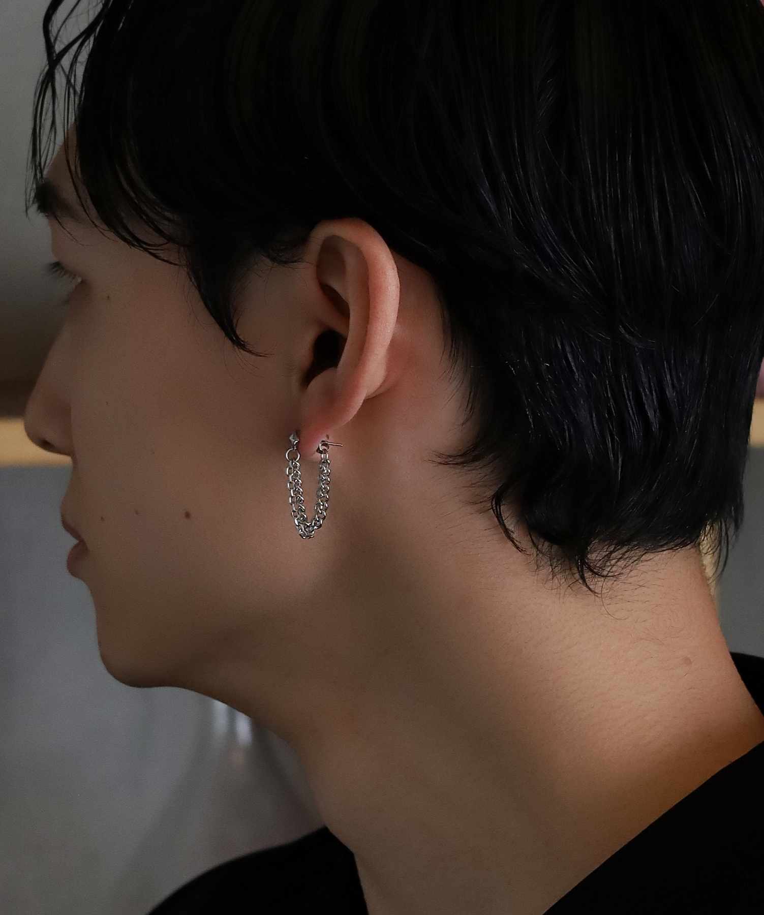 【WEB限定】チェーンドロップスタッズピアス/サージカルステンレス316L