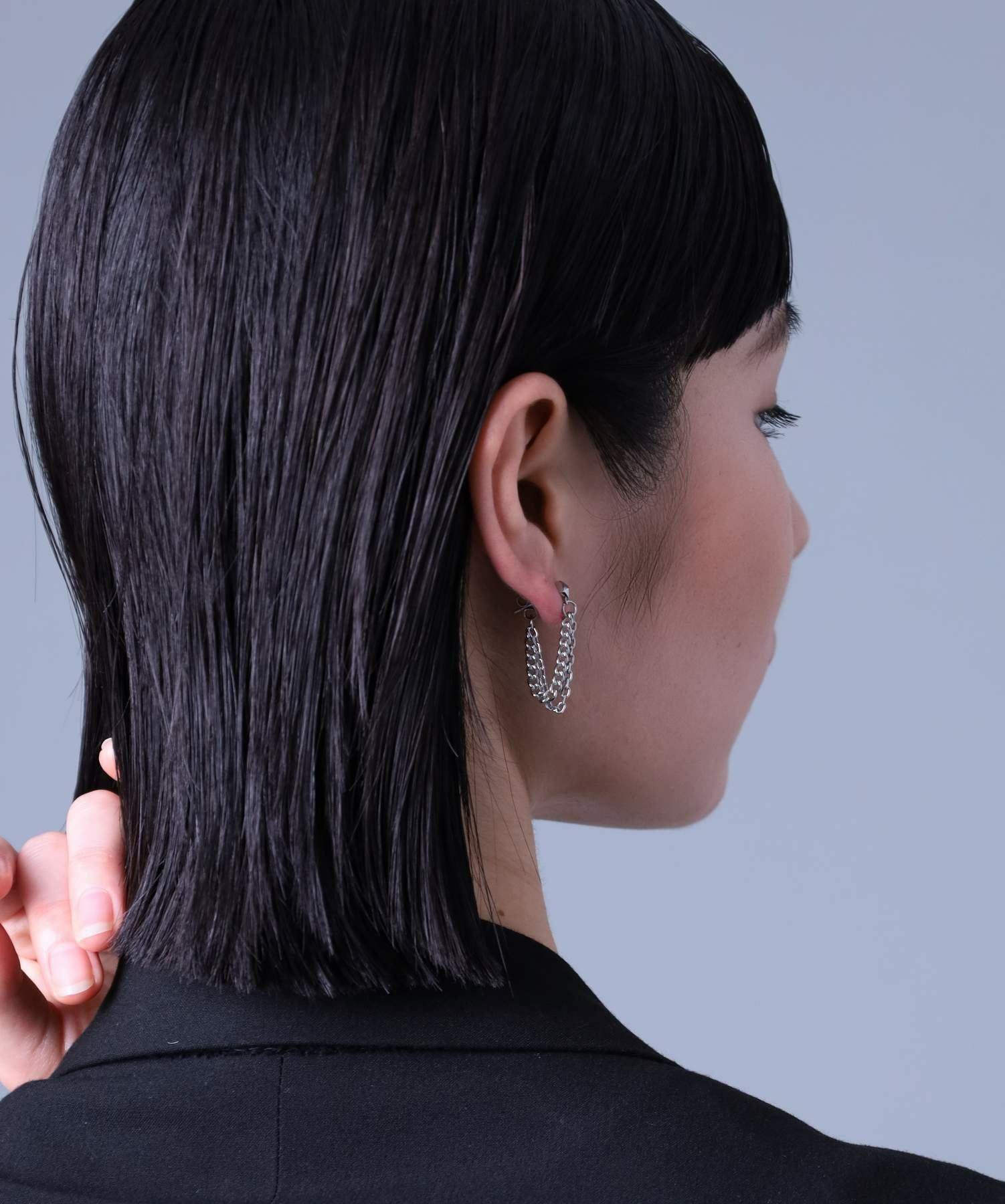 【WEB限定】チェーンドロップスタッズピアス/サージカルステンレス316L