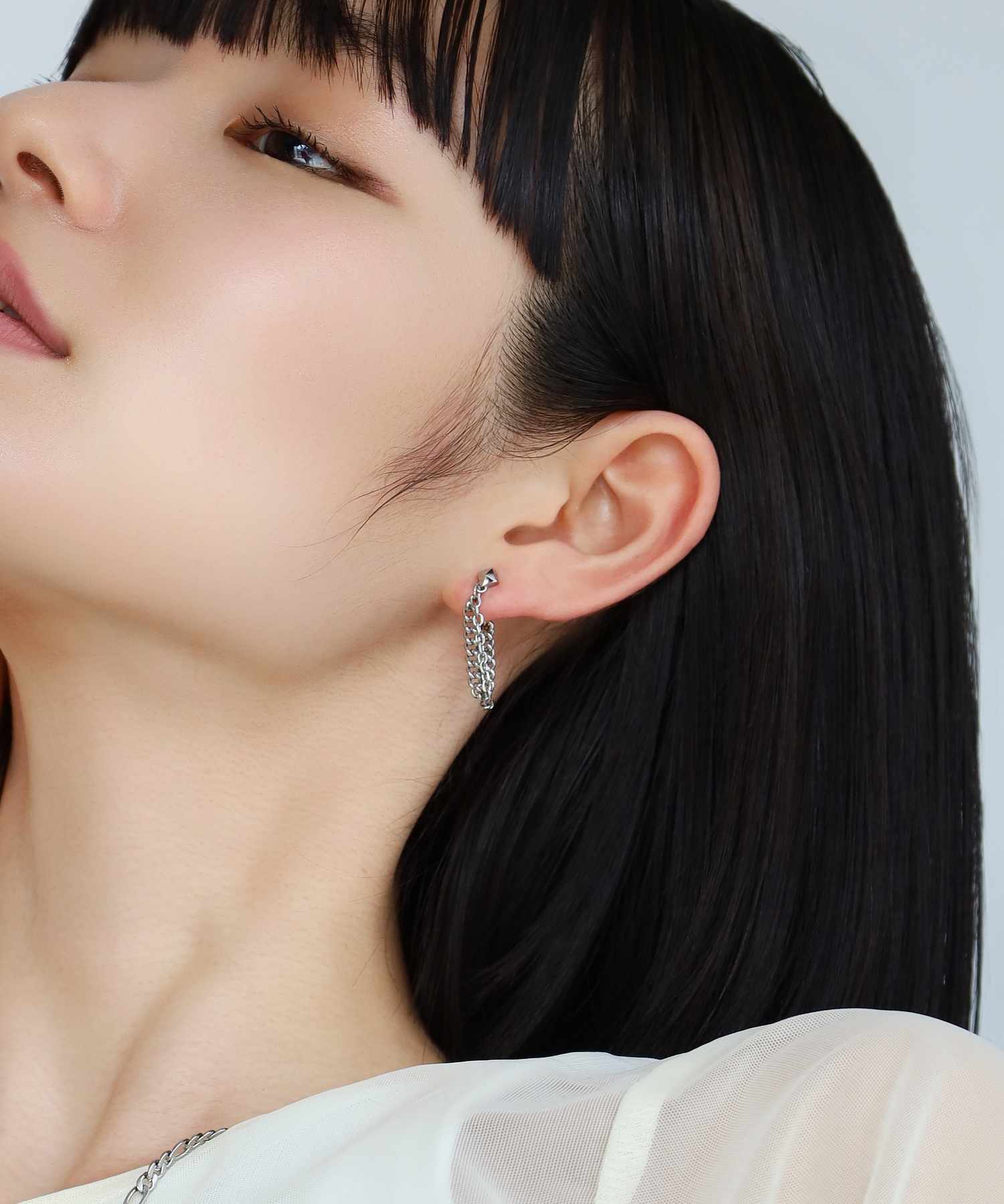 限定展開】“LH-1”チェーンドロップスタッズピアス/サージカル