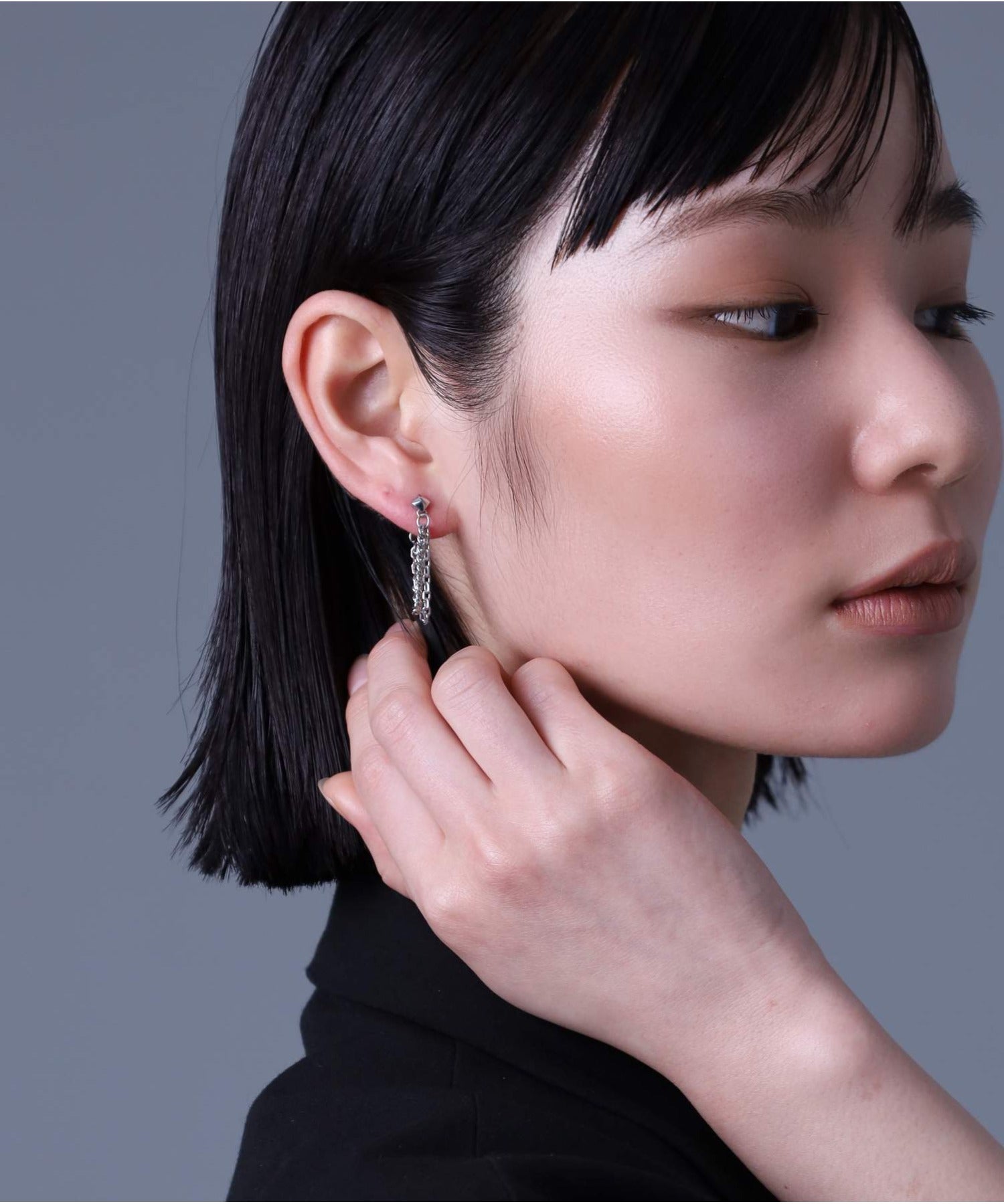 限定展開】“LH-1”チェーンドロップスタッズピアス/サージカル