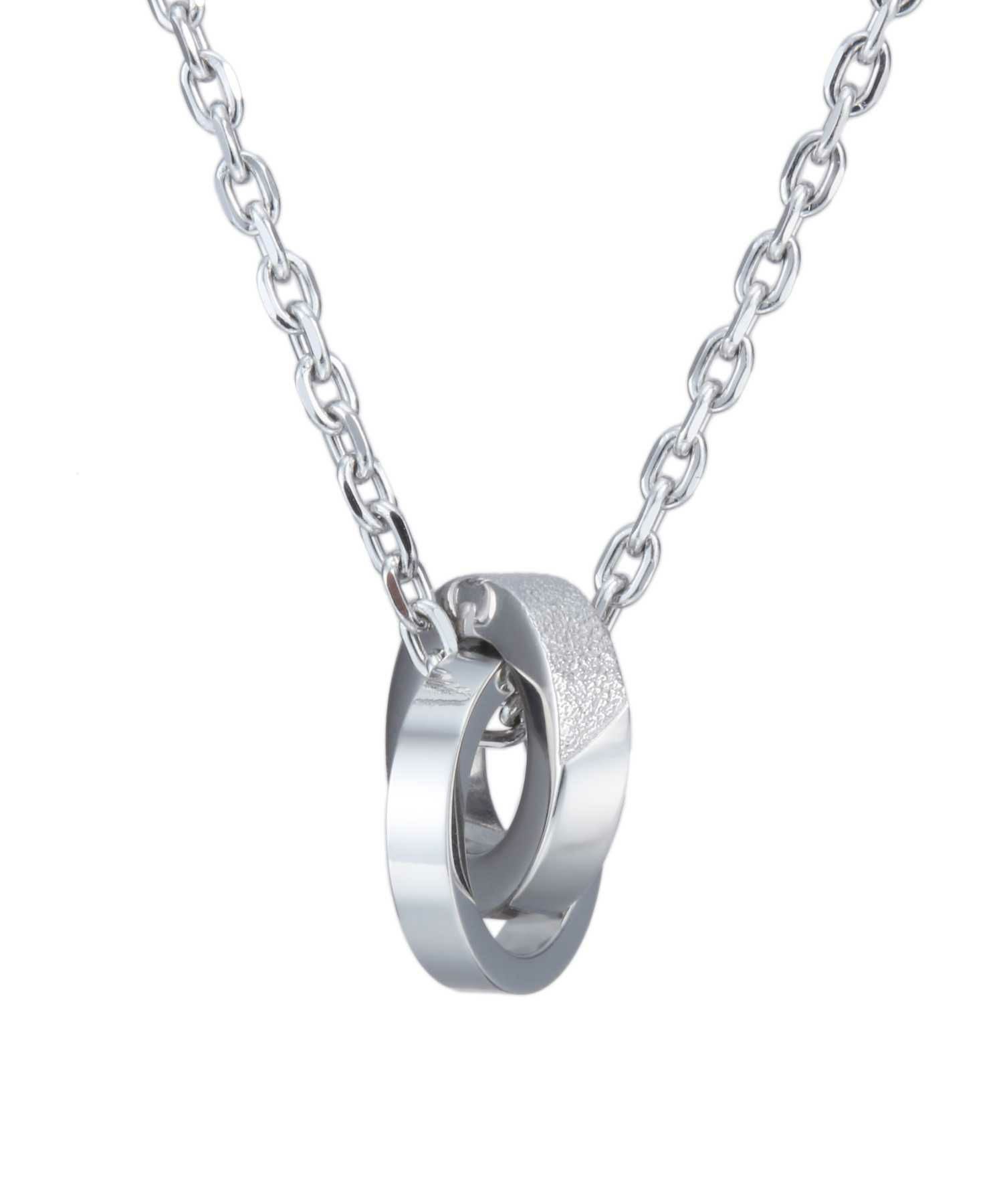 限定展開】“SAND”ダブルリングネックレス（シルバー）/サージカル