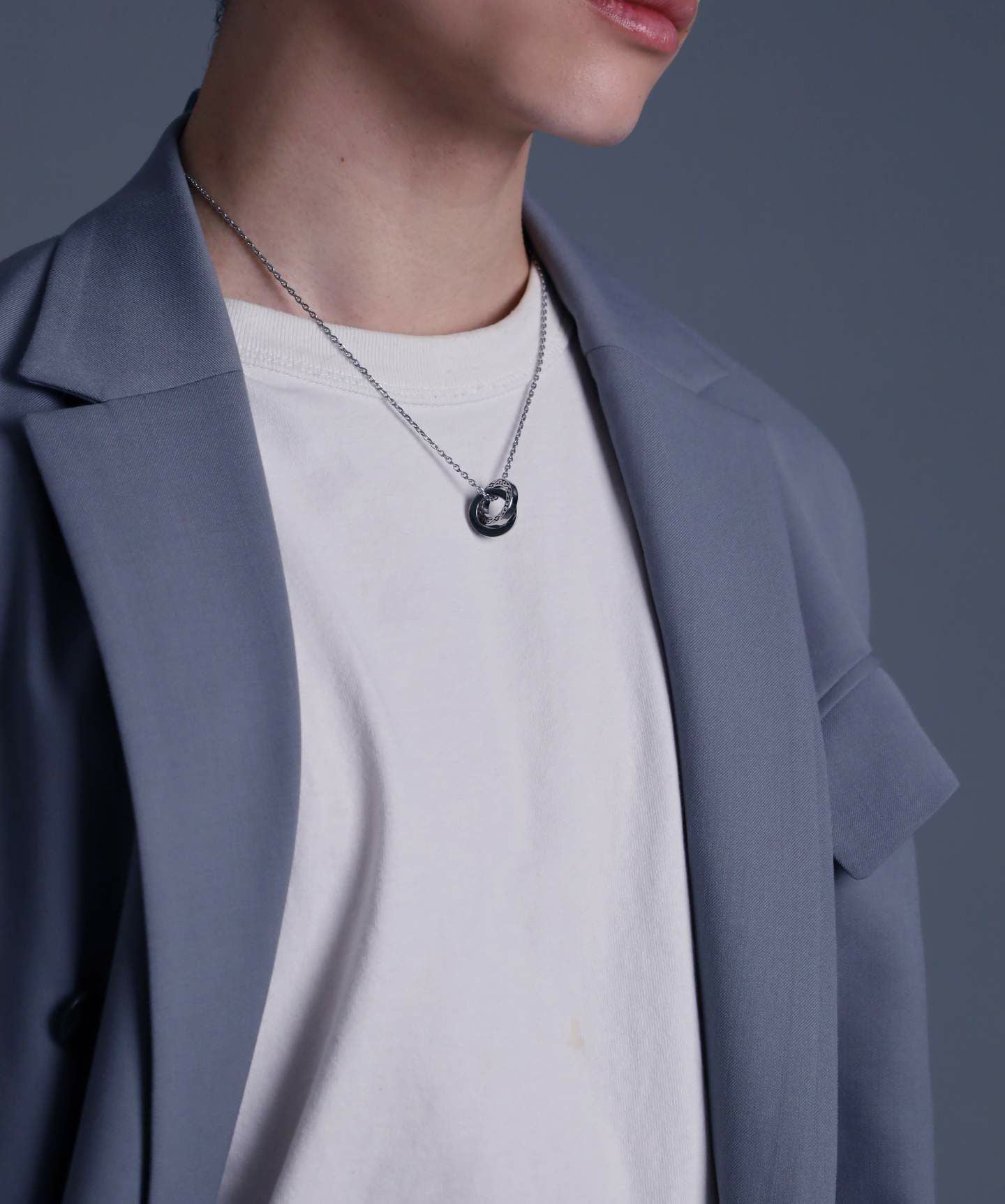 【WEB限定】ワイドタテガミダブルリングネックレス/サージカルステンレス316L（金属アレルギー対応）