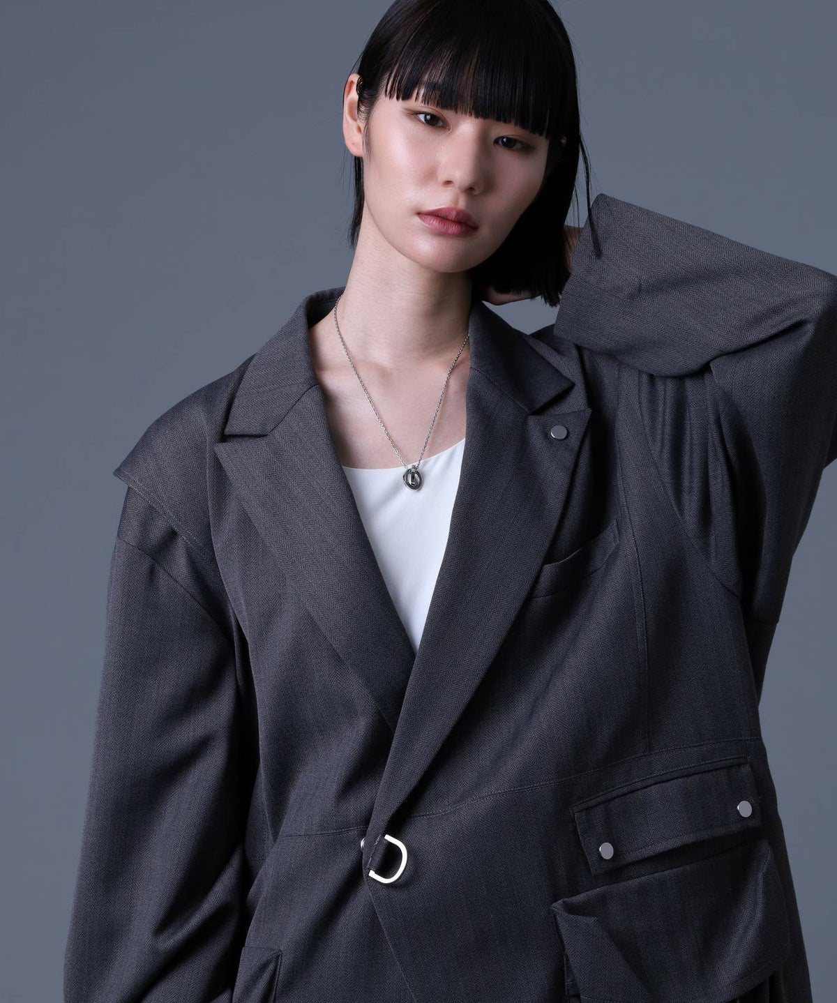 【WEB限定】ワイドタテガミダブルリングネックレス/サージカルステンレス316L（金属アレルギー対応）