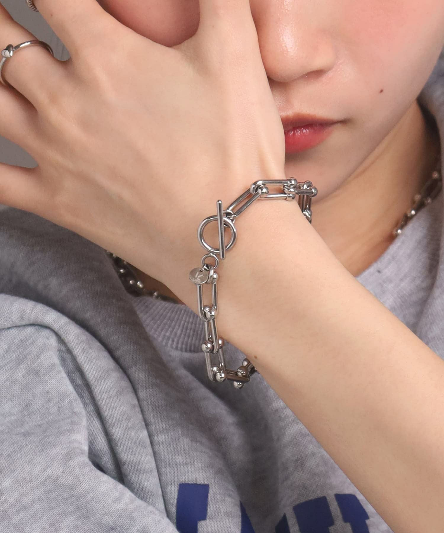 Moment”リンクホースシューチェーンブレスレット/シルバー/サージカル