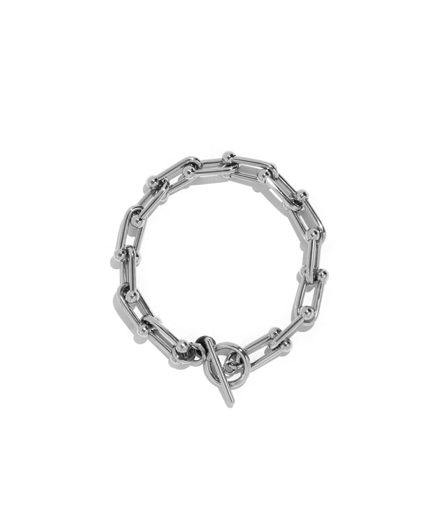 シルバー 装飾的リンクチェーンブレスレット Moment”リンクホースシューチェーンブレスレット/シルバー/サージカル