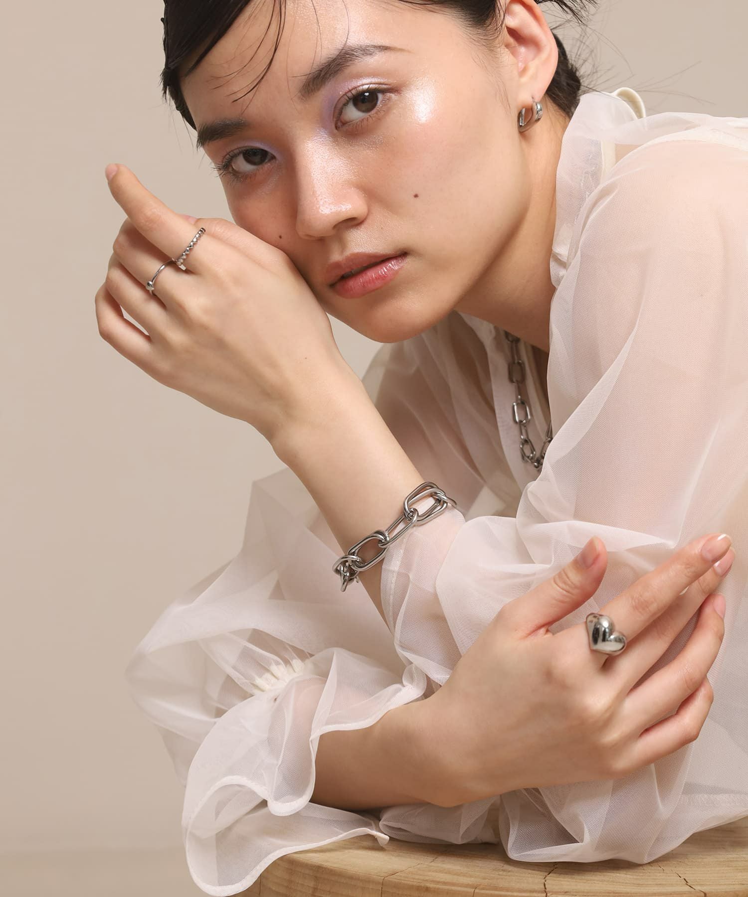 LHME（エルエイチエムイー） > ボリュームハーフダブルチェーンブレスレット/サージカルステンレス316L