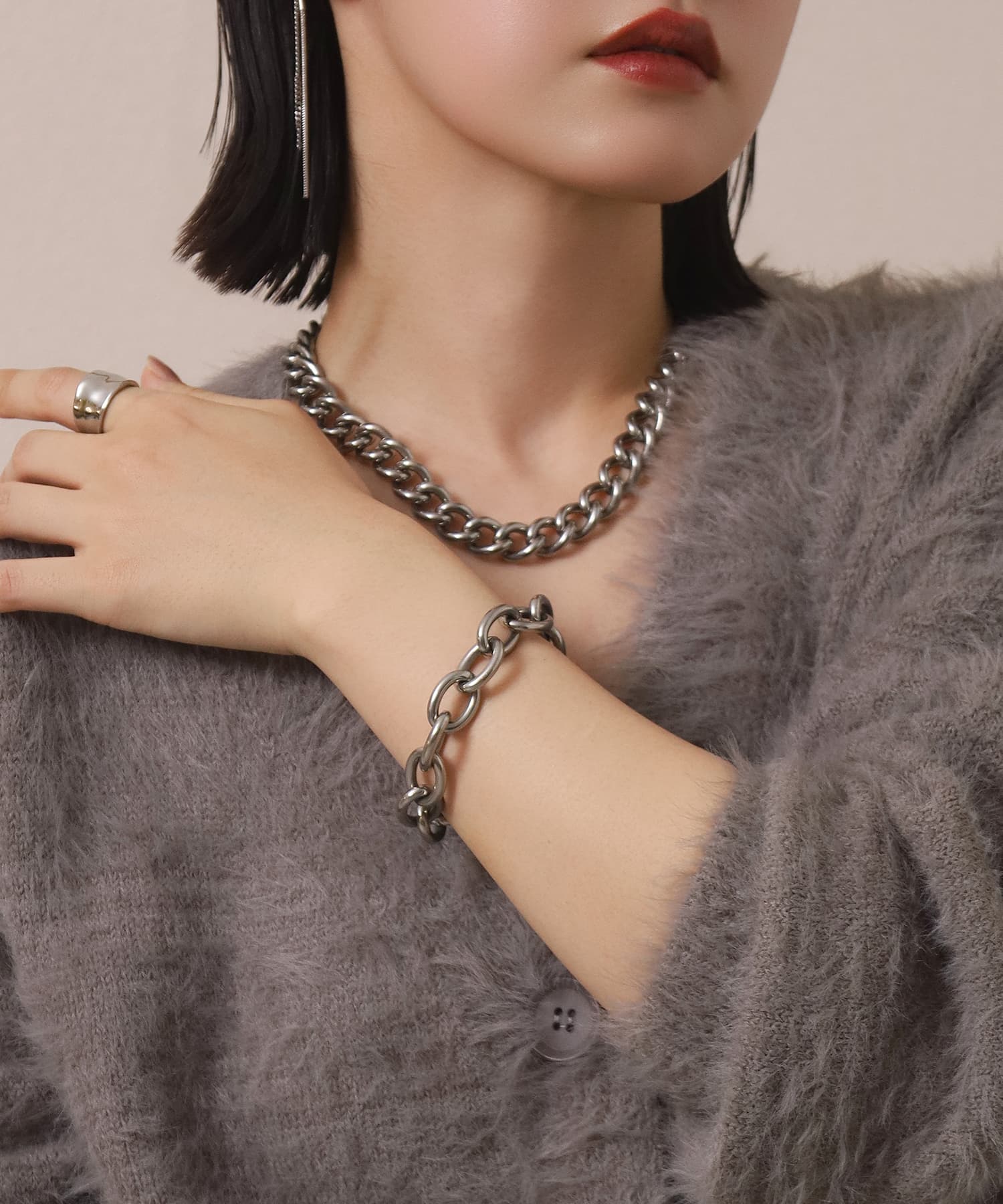 LHME（エルエイチエムイー） > ボリュームアズキチェーンブレスレット/サージカルステンレス316L（金属アレルギー対応）