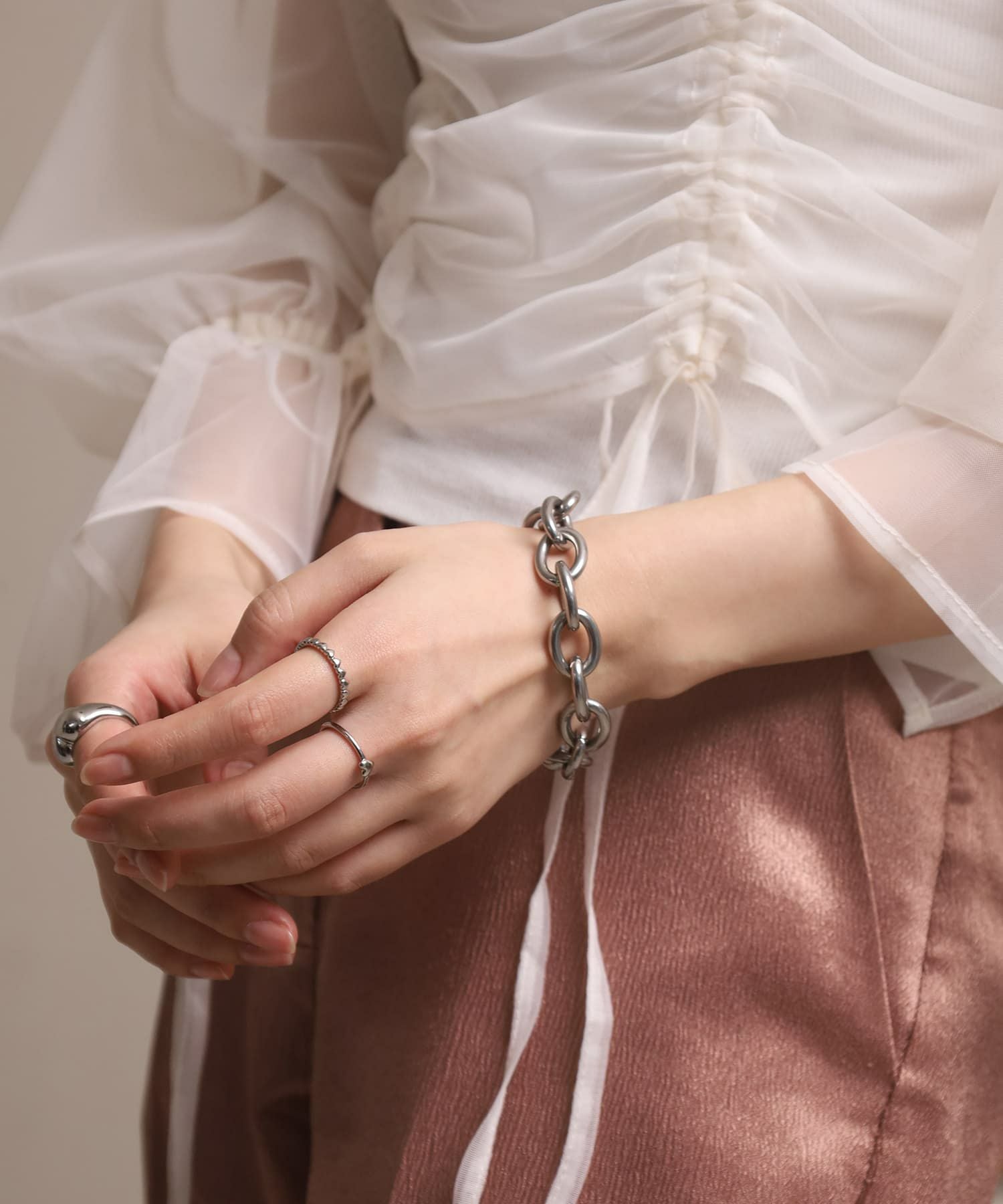 Moment”ボリュームアズキチェーンブレスレット/シルバー/サージカル