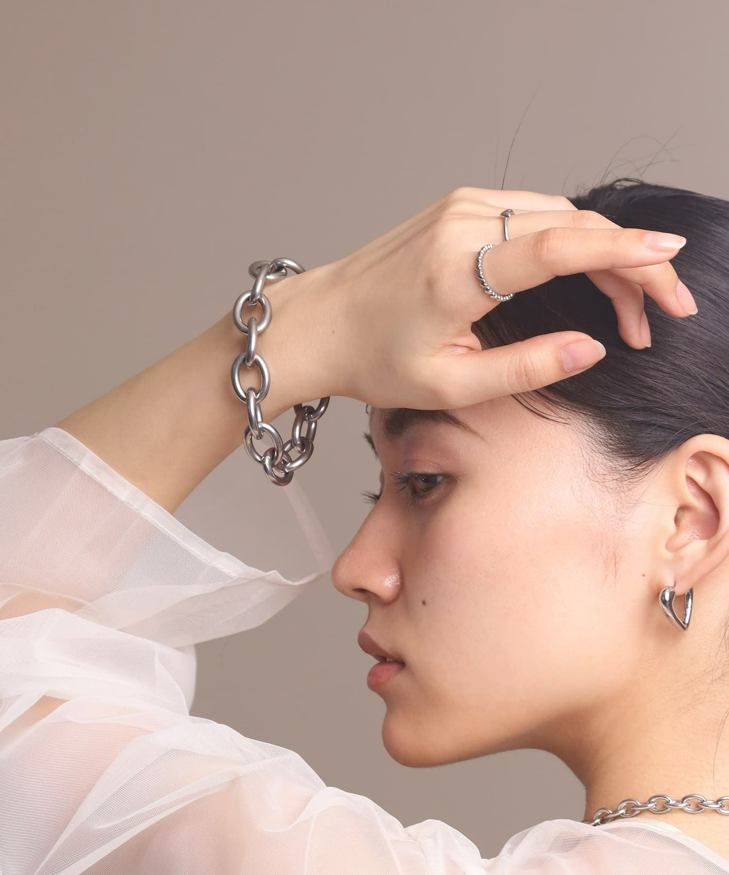 Moment”ボリュームアズキチェーンブレスレット/シルバー/サージカル