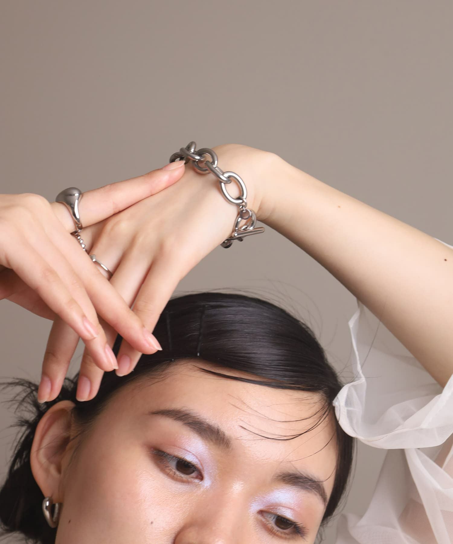 Moment”ボリュームアズキチェーンブレスレット/シルバー/サージカル