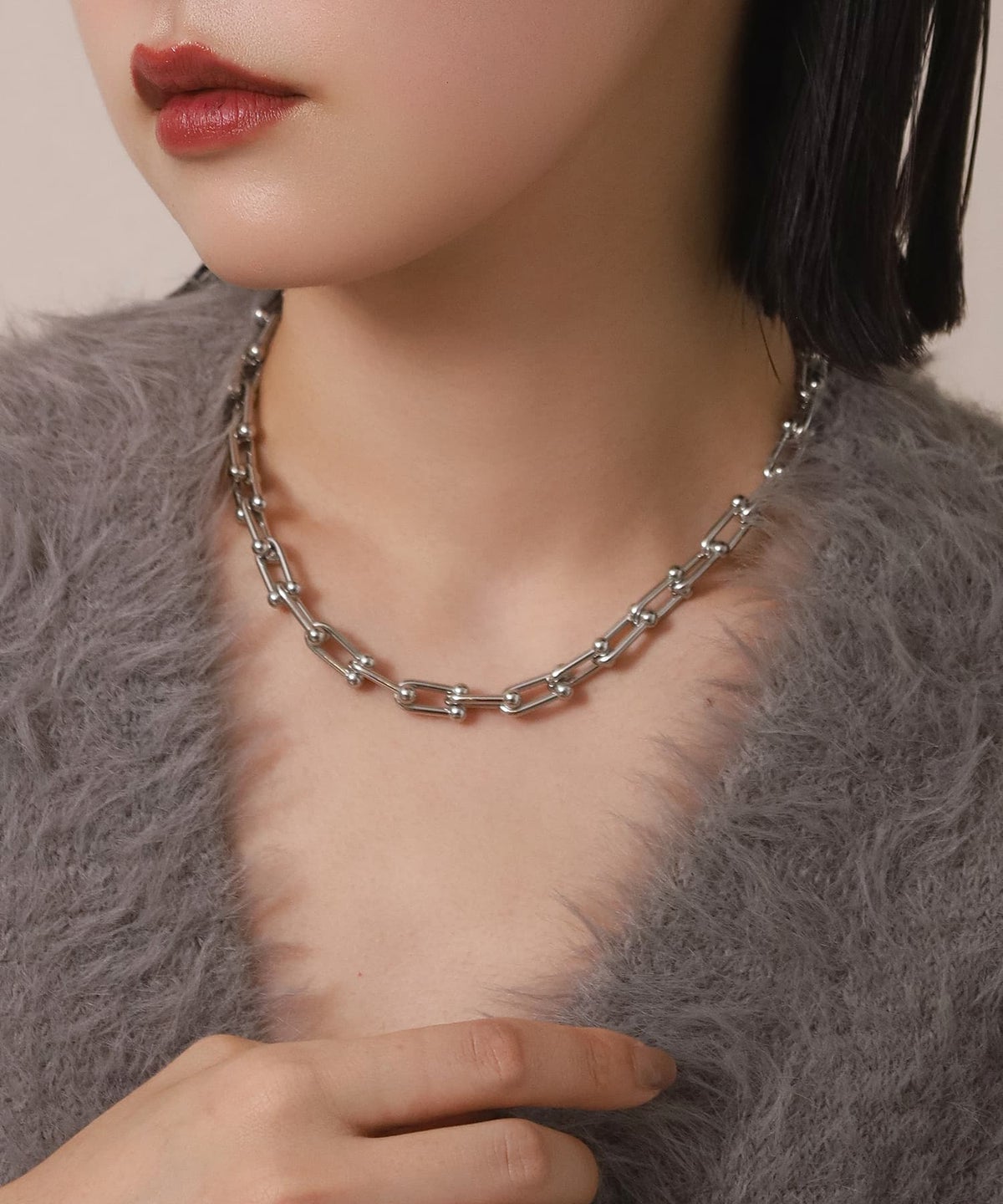 LHME（エルエイチエムイー） > リンクホースシューチェーンネックレス/シルバー/サージカルステンレス316L