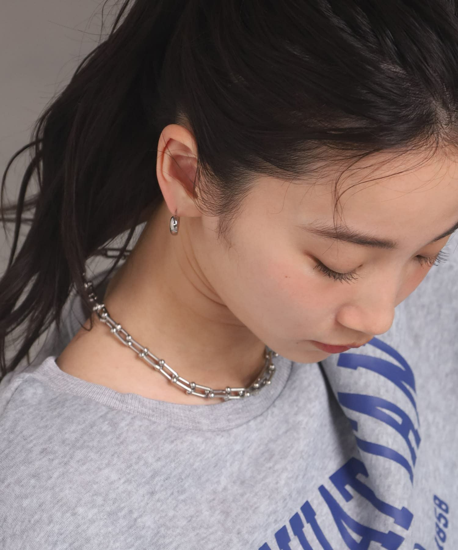 Moment”リンクホースシューチェーンネックレス/シルバー/サージカル