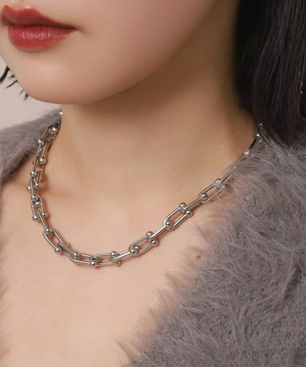 LHME（エルエイチエムイー） > リンクホースシューチェーンネックレス/シルバー/サージカルステンレス316L