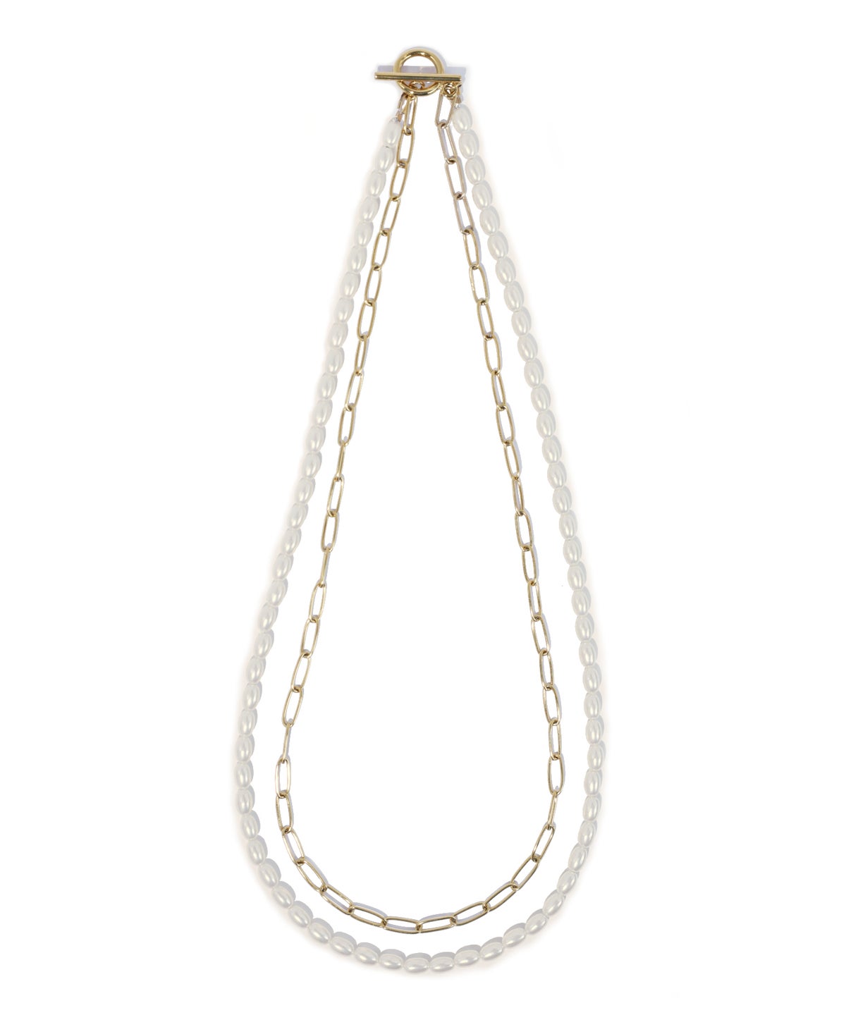 LHME（エルエイチエムイー） > “MELLOW”バロックパール×チェーン2連ネックレス/ゴールド/サージカルステンレス316L（金属アレルギー対応）