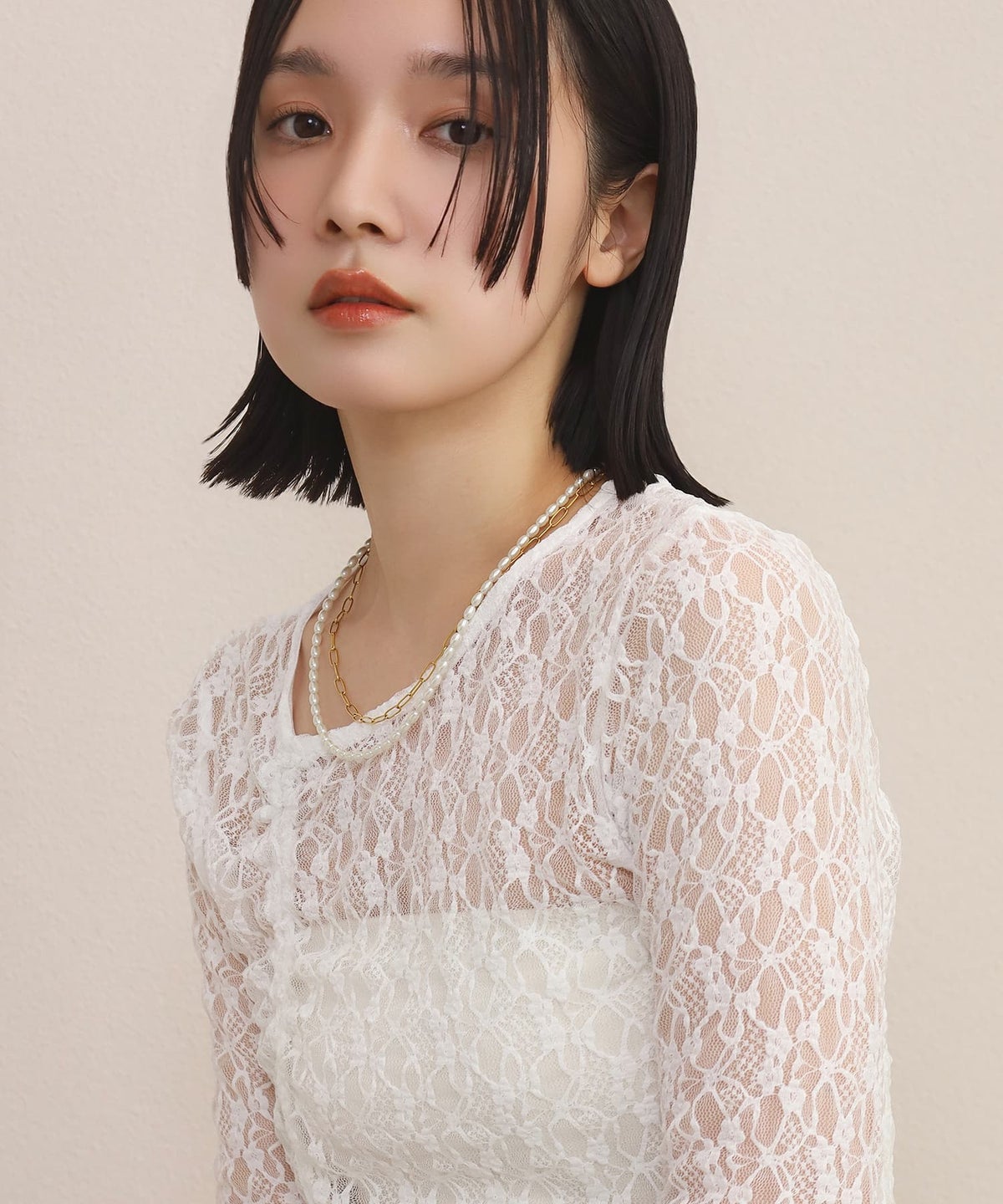 LHME（エルエイチエムイー） > “MELLOW”バロックパール×チェーン2連ネックレス/ゴールド/サージカルステンレス316L（金属アレルギー対応）