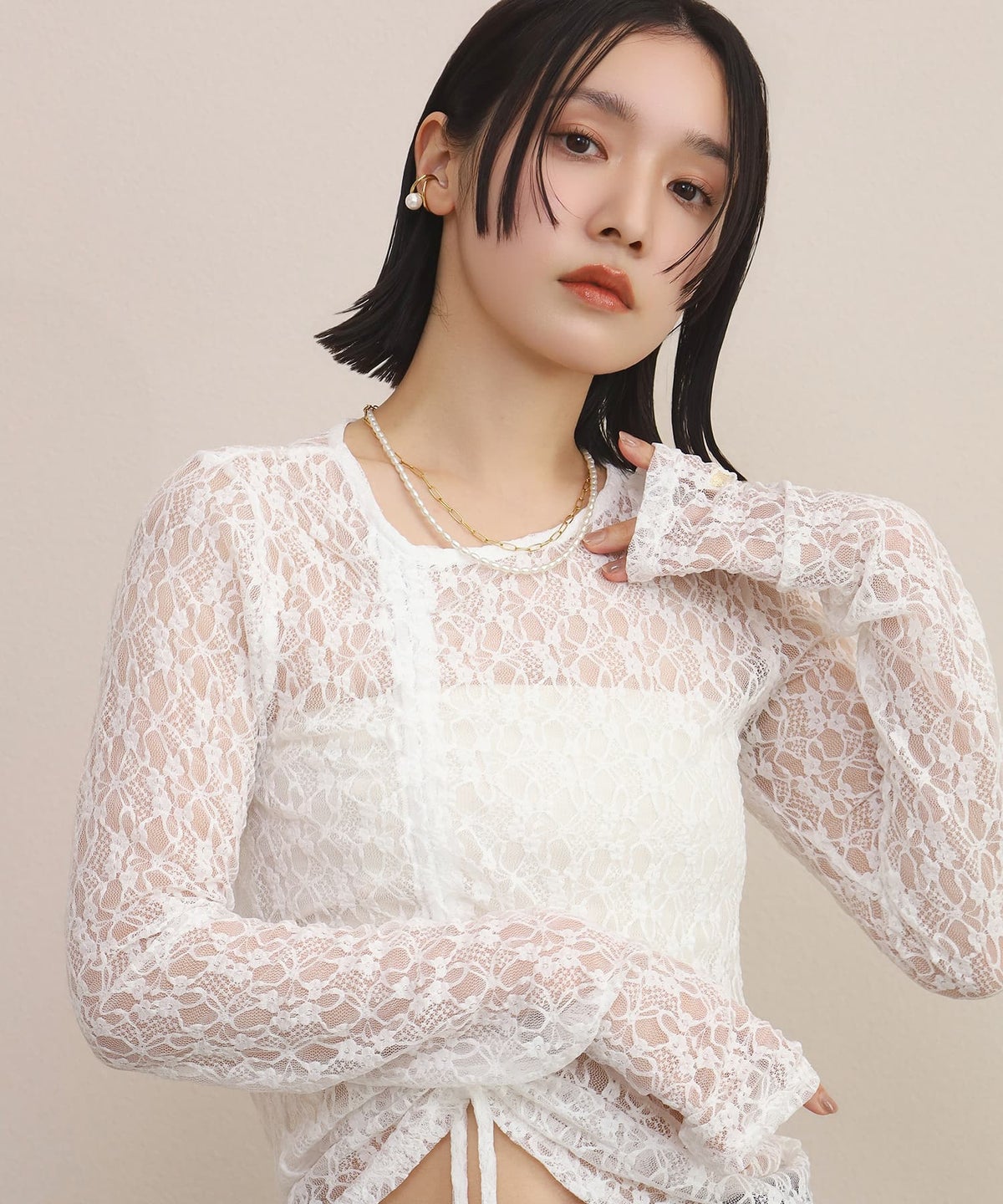 LHME（エルエイチエムイー） > “MELLOW”バロックパール×チェーン2連ネックレス/ゴールド/サージカルステンレス316L（金属アレルギー対応）