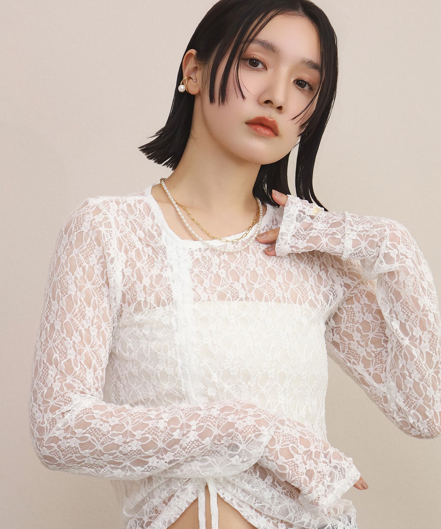 LHME（エルエイチエムイー） > “MELLOW”バロックパール×チェーン2連ネックレス/ゴールド/サージカルステンレス316L（金属アレルギー対応）