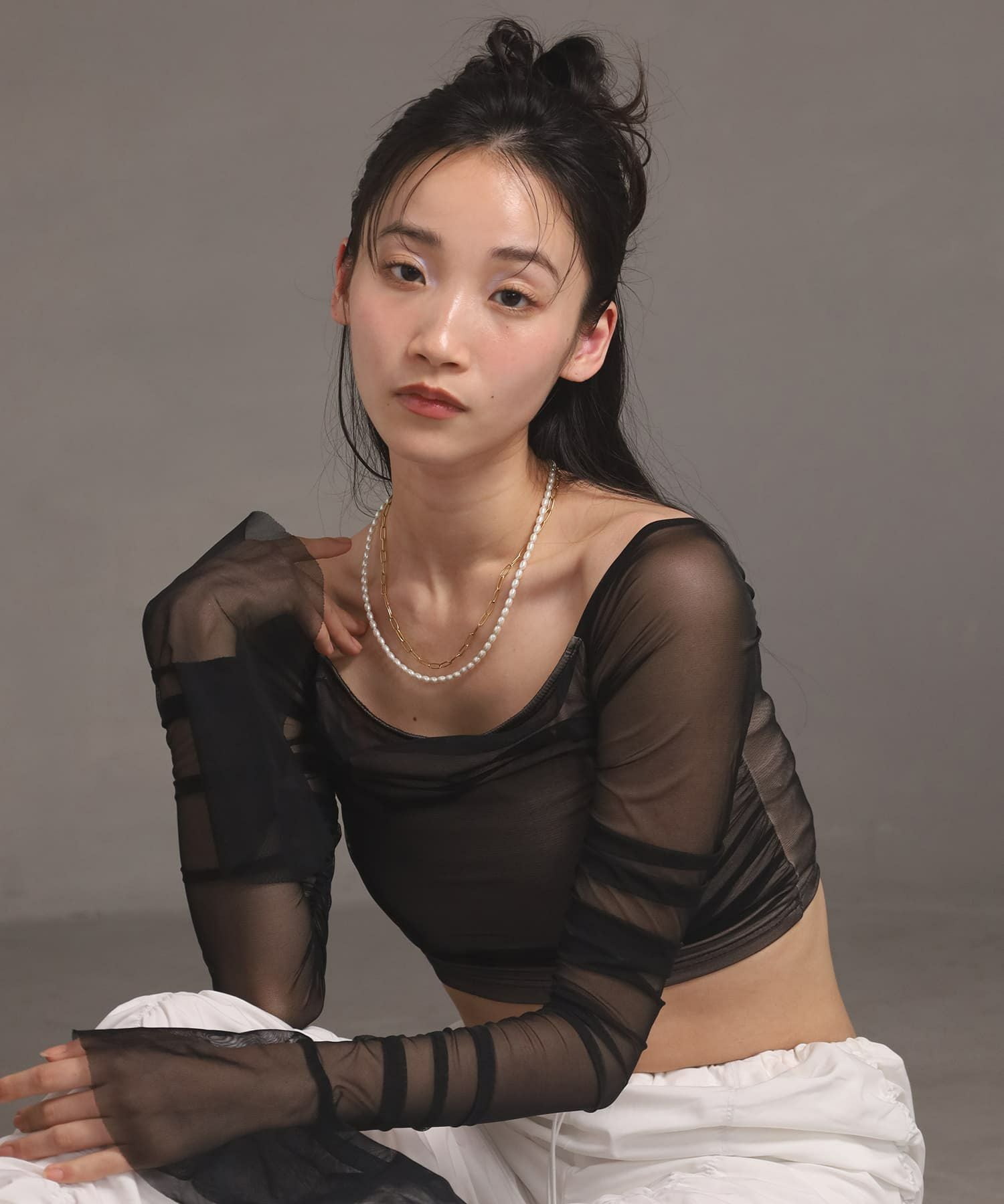 LHME（エルエイチエムイー） > “MELLOW”バロックパール×チェーン2連ネックレス/ゴールド/サージカルステンレス316L（金属アレルギー対応）