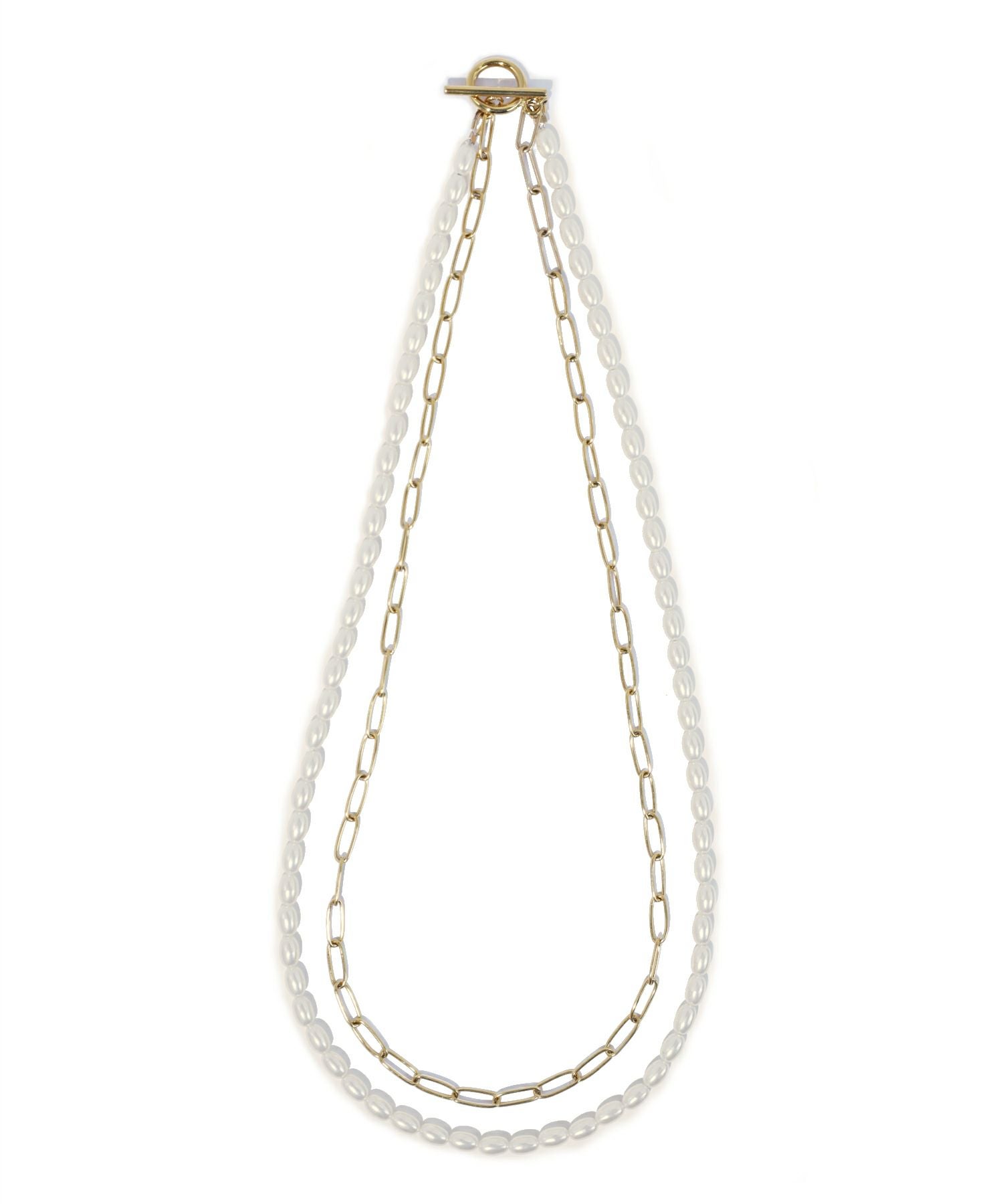 LHME（エルエイチエムイー） > “MELLOW”バロックパール×チェーン2連ネックレス/ゴールド/サージカルステンレス316L（金属アレルギー対応）