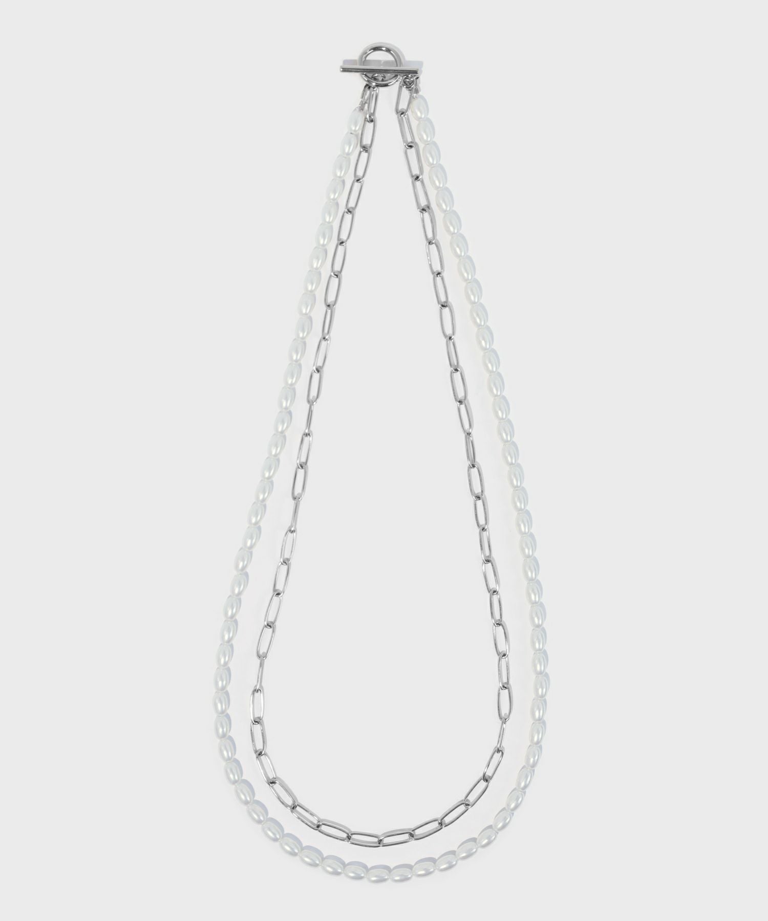 LHME（エルエイチエムイー） > “MELLOW”バロックパール×チェーン2連ネックレス/シルバー/サージカルステンレス316L（金属アレルギー対応）