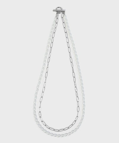 LHME（エルエイチエムイー） > “MELLOW”バロックパール×チェーン2連ネックレス/シルバー/サージカルステンレス316L（金属アレルギー対応）