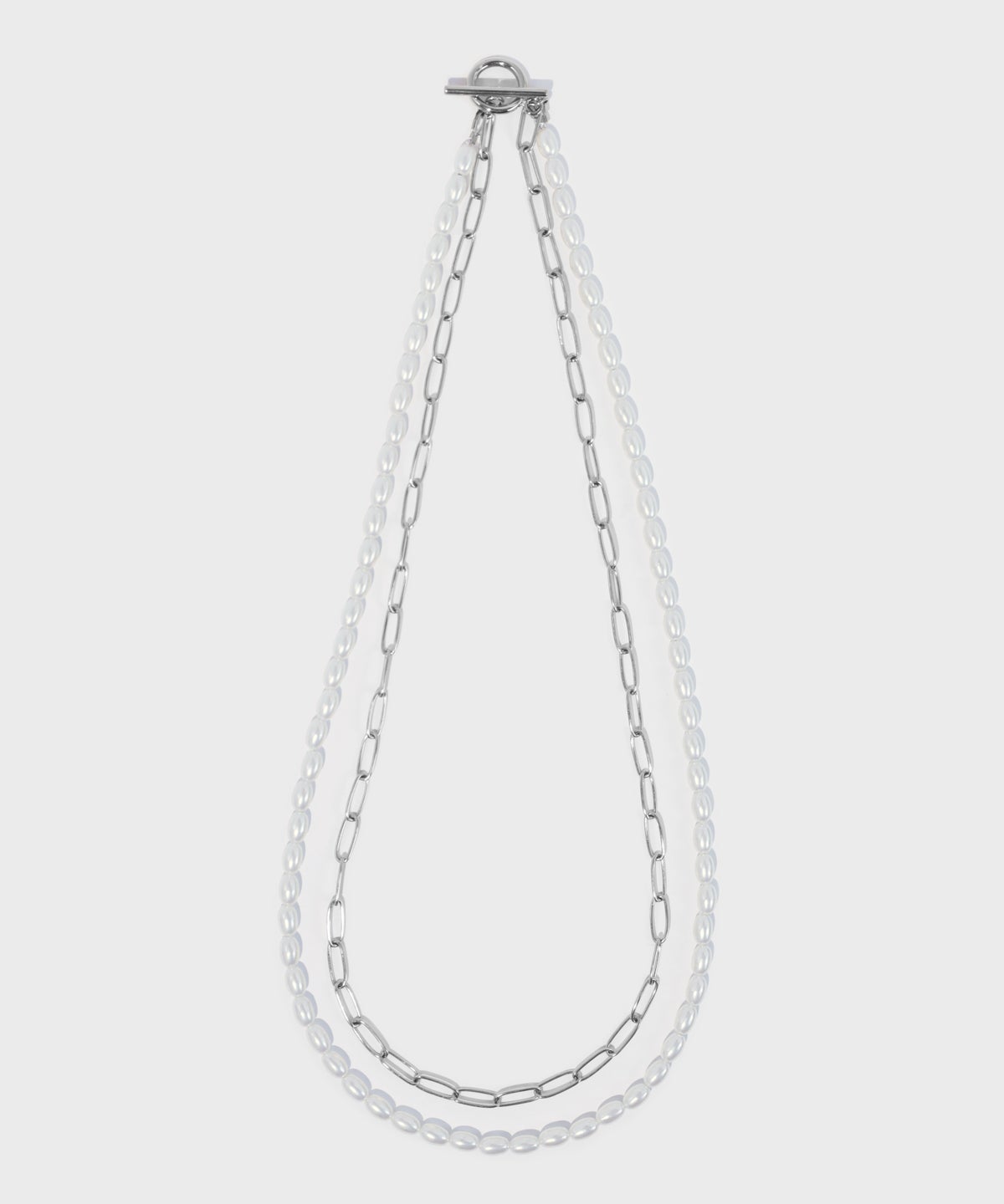 LHME（エルエイチエムイー） > “MELLOW”バロックパール×チェーン2連ネックレス/シルバー/サージカルステンレス316L（金属アレルギー対応）